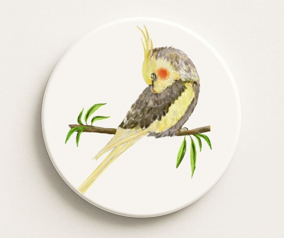 Cockatiel Ceramic Coaster - MerikaArt