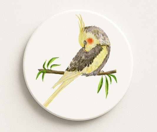 Cockatiel Ceramic Coaster - MerikaArt
