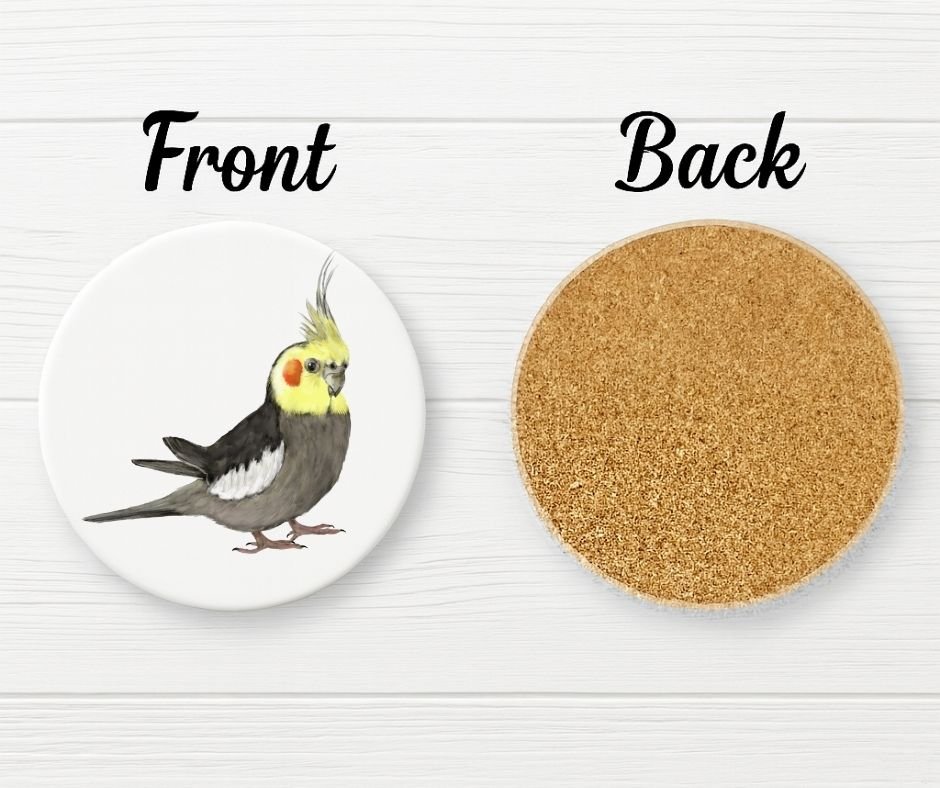 Cockatiel Ceramic Coaster - MerikaArt