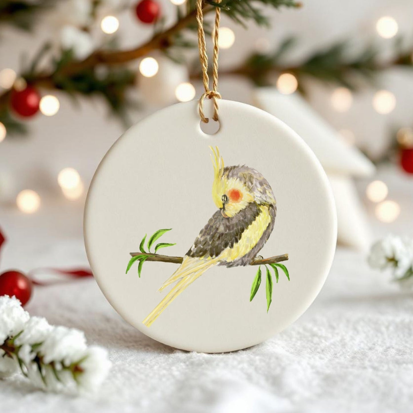 Cockatiel Ceramic Ornament - MerikaArt