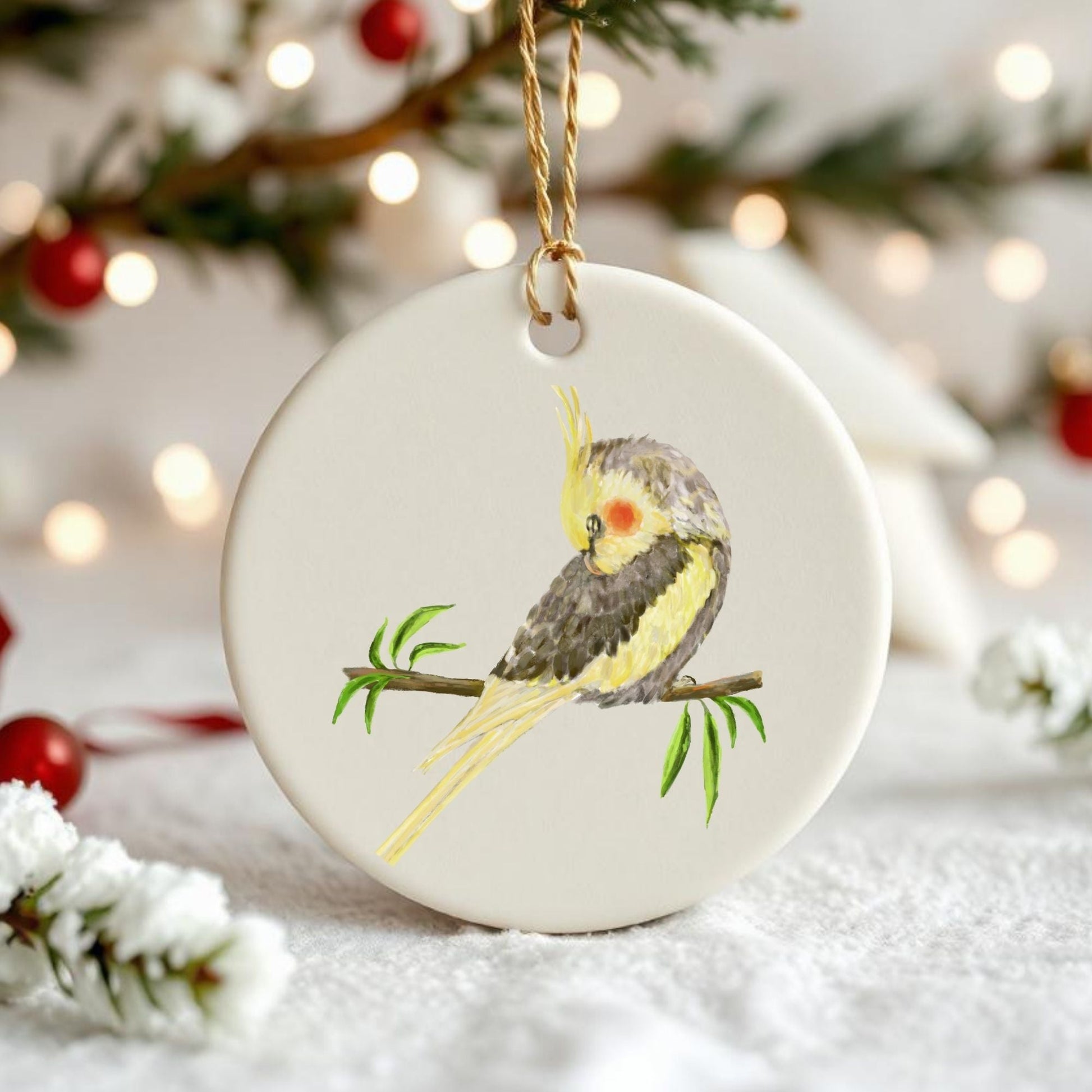 Cockatiel Ceramic Ornament - MerikaArt