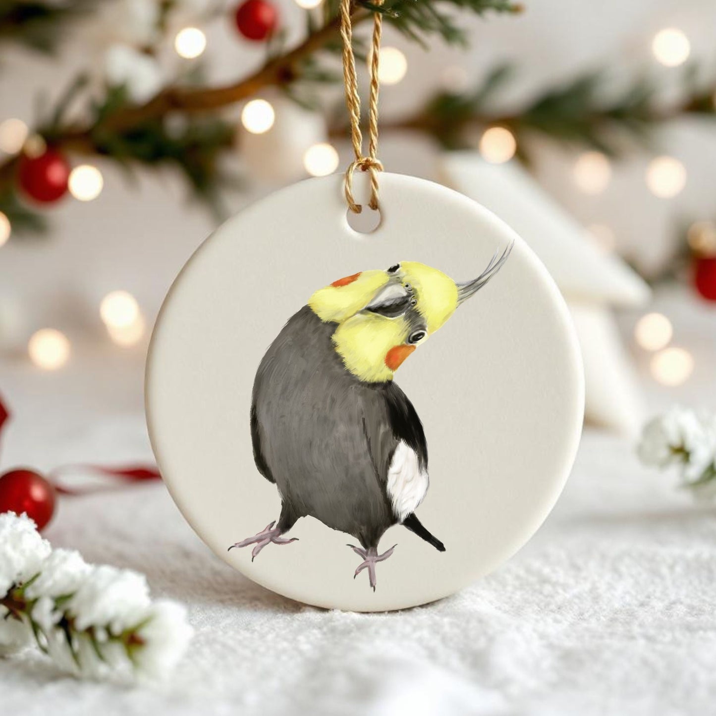 Cockatiel Ceramic Ornament - MerikaArt