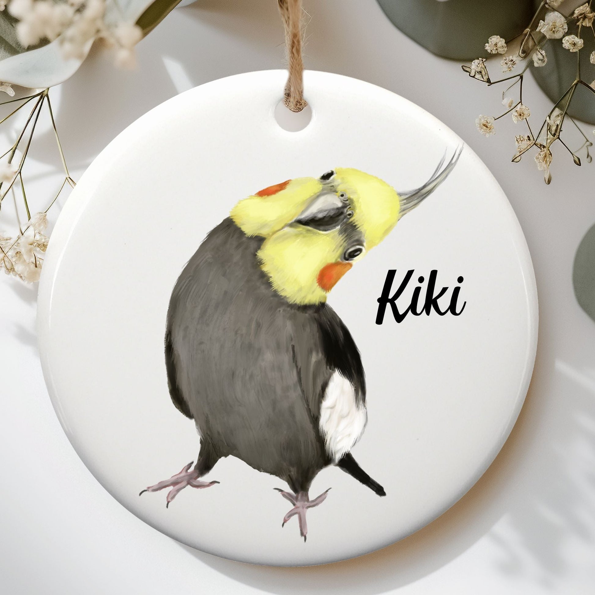 Cockatiel Ceramic Ornament - MerikaArt
