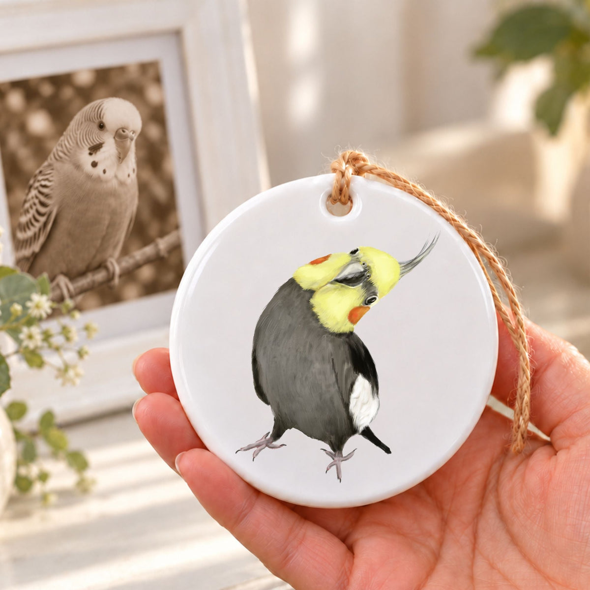 Cockatiel Ceramic Ornament - MerikaArt