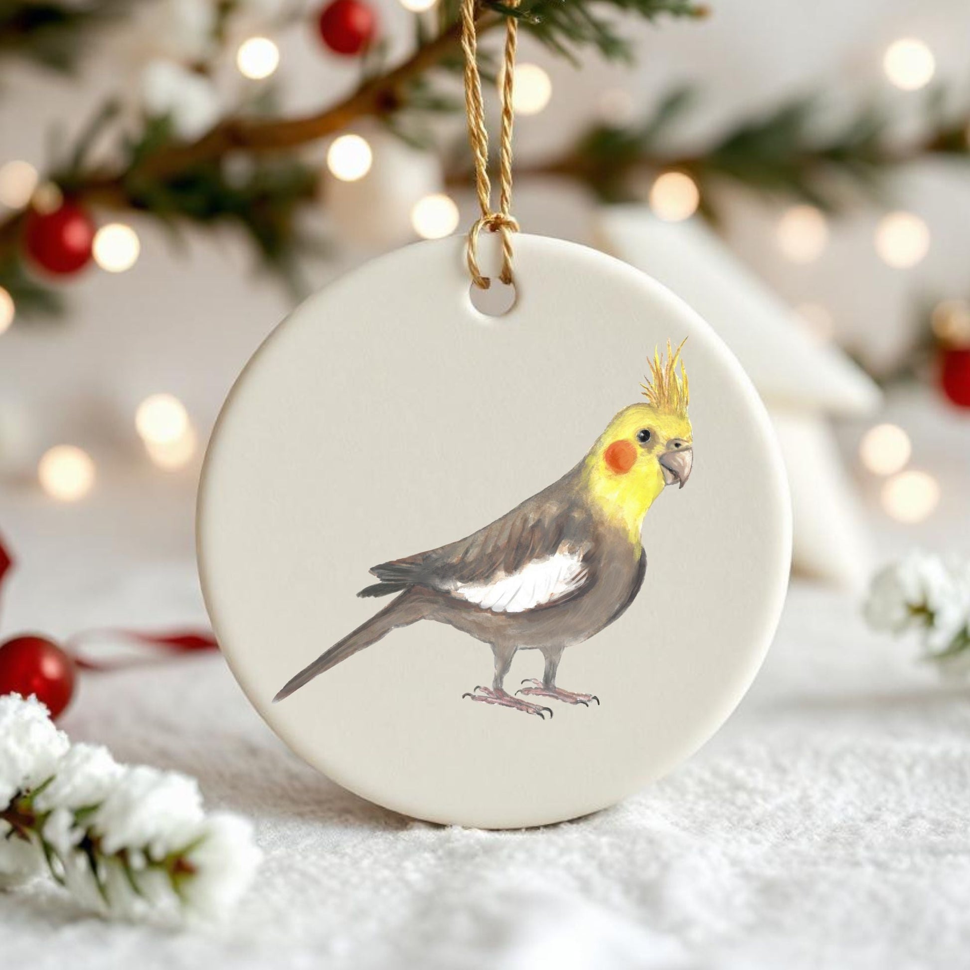 Cockatiel Ceramic Ornament - MerikaArt