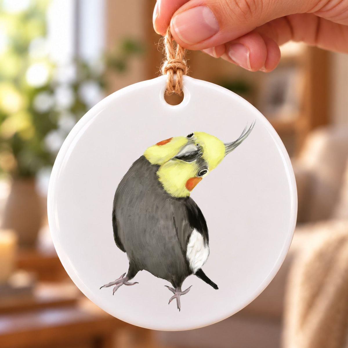 Cockatiel Ceramic Ornament - MerikaArt