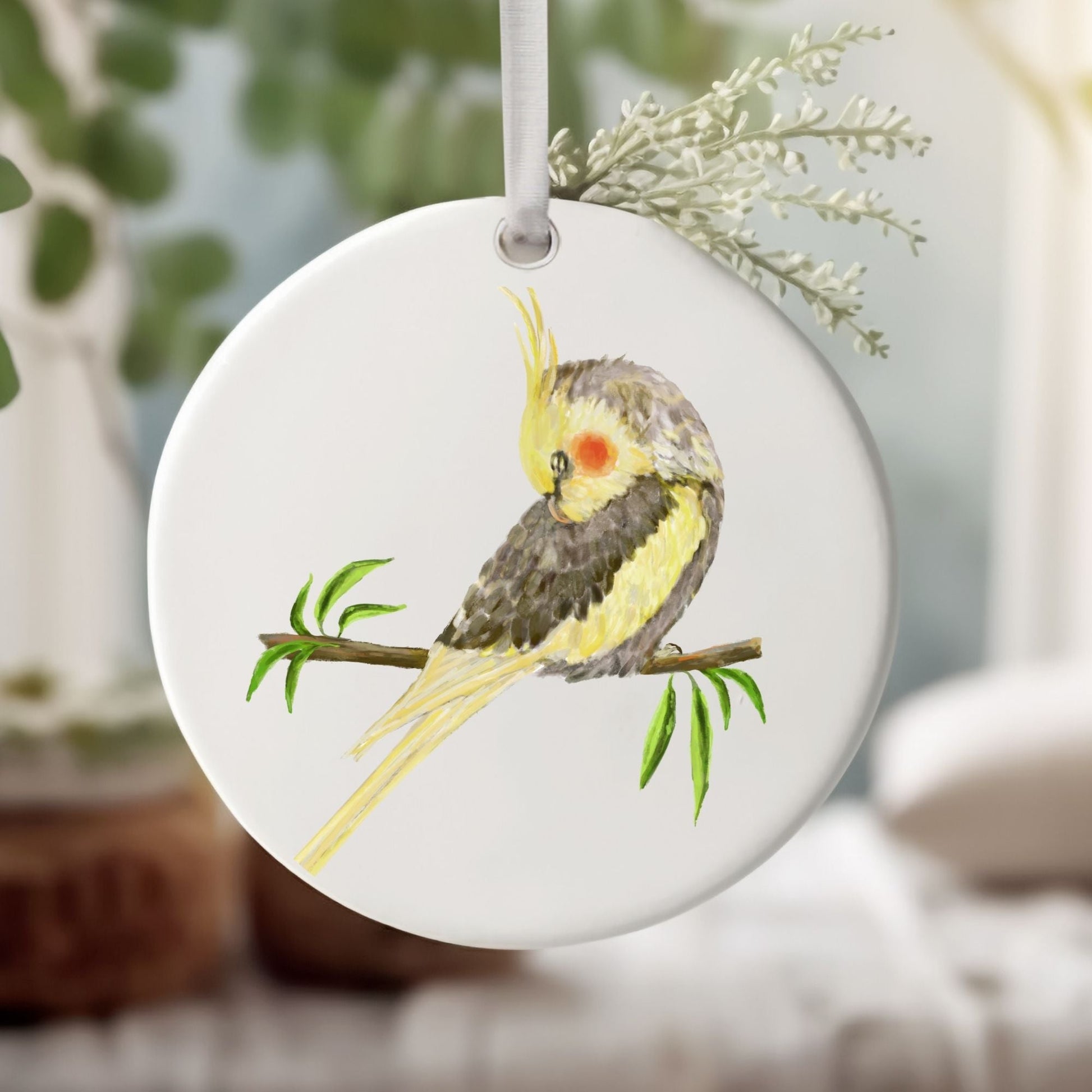 Cockatiel Ceramic Ornament - MerikaArt