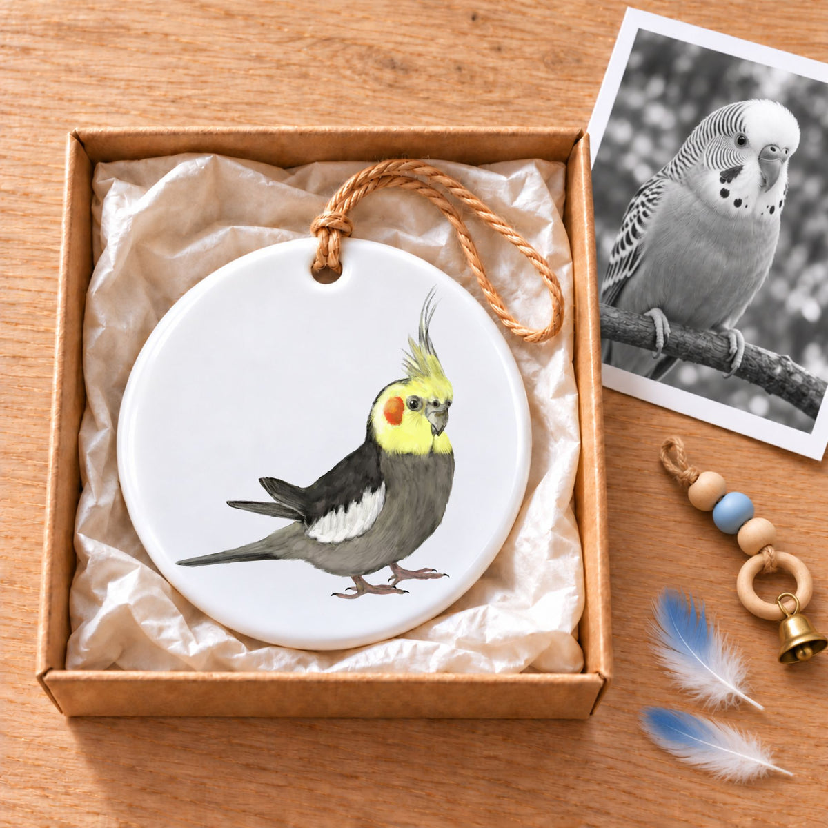 Cockatiel Ceramic Ornament - MerikaArt