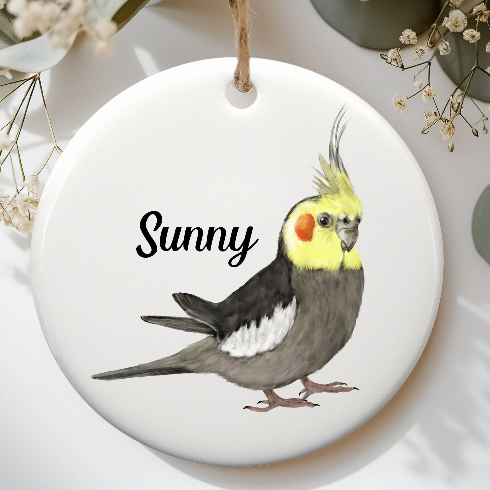 Cockatiel Ceramic Ornament - MerikaArt