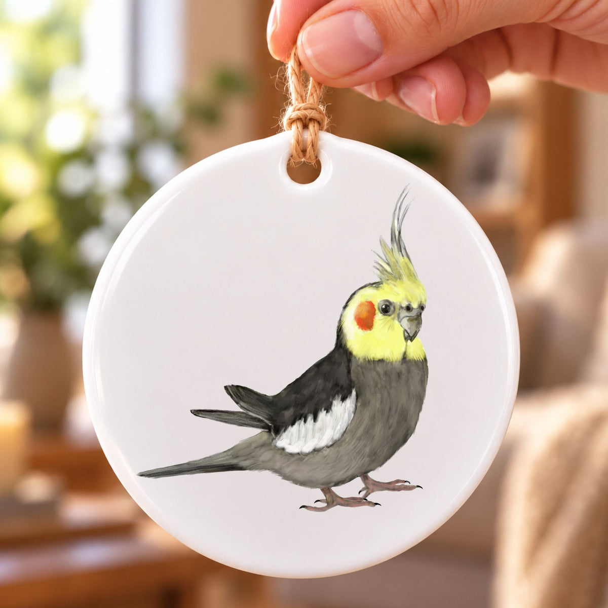 Cockatiel Ceramic Ornament - MerikaArt