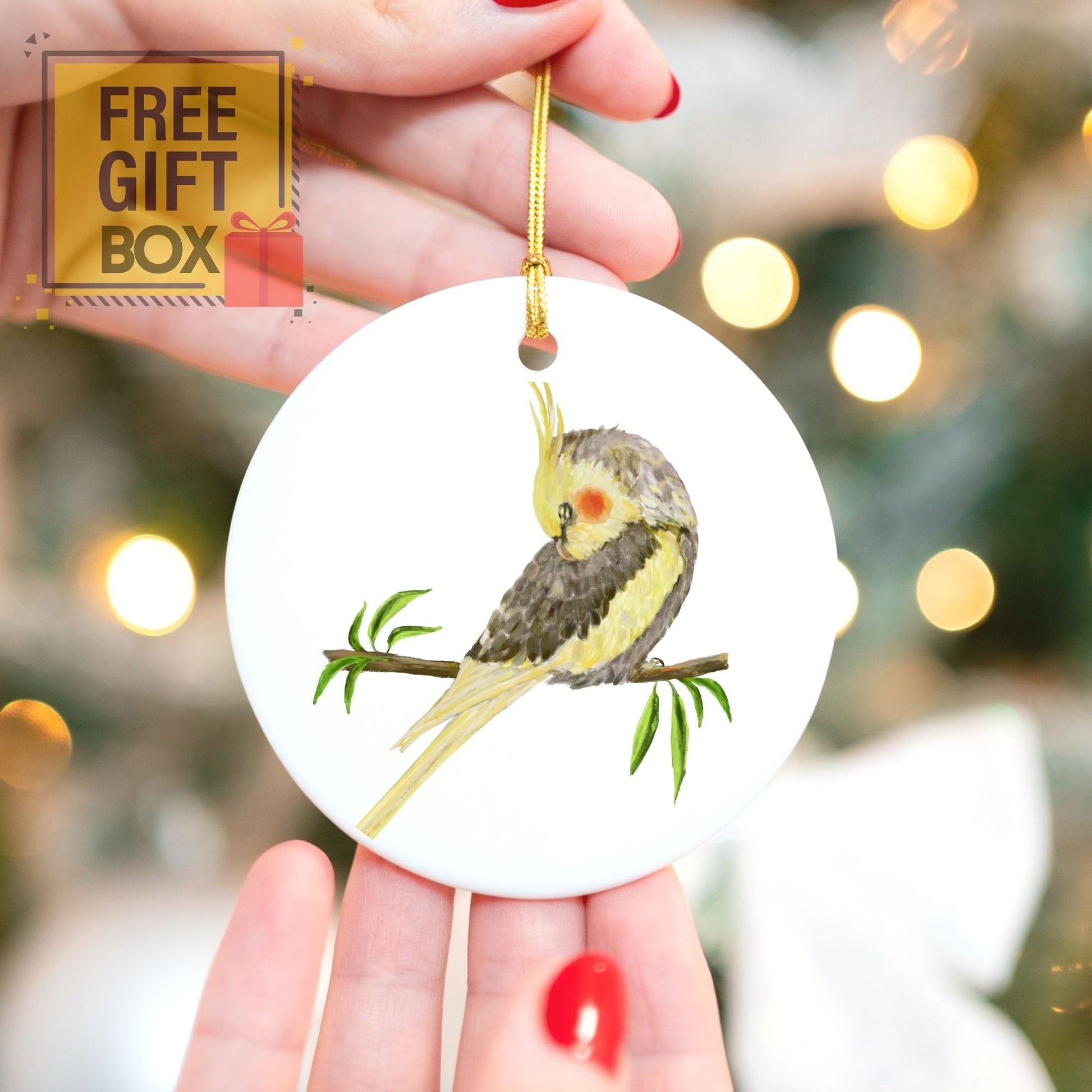 Cockatiel Ceramic Ornament - MerikaArt