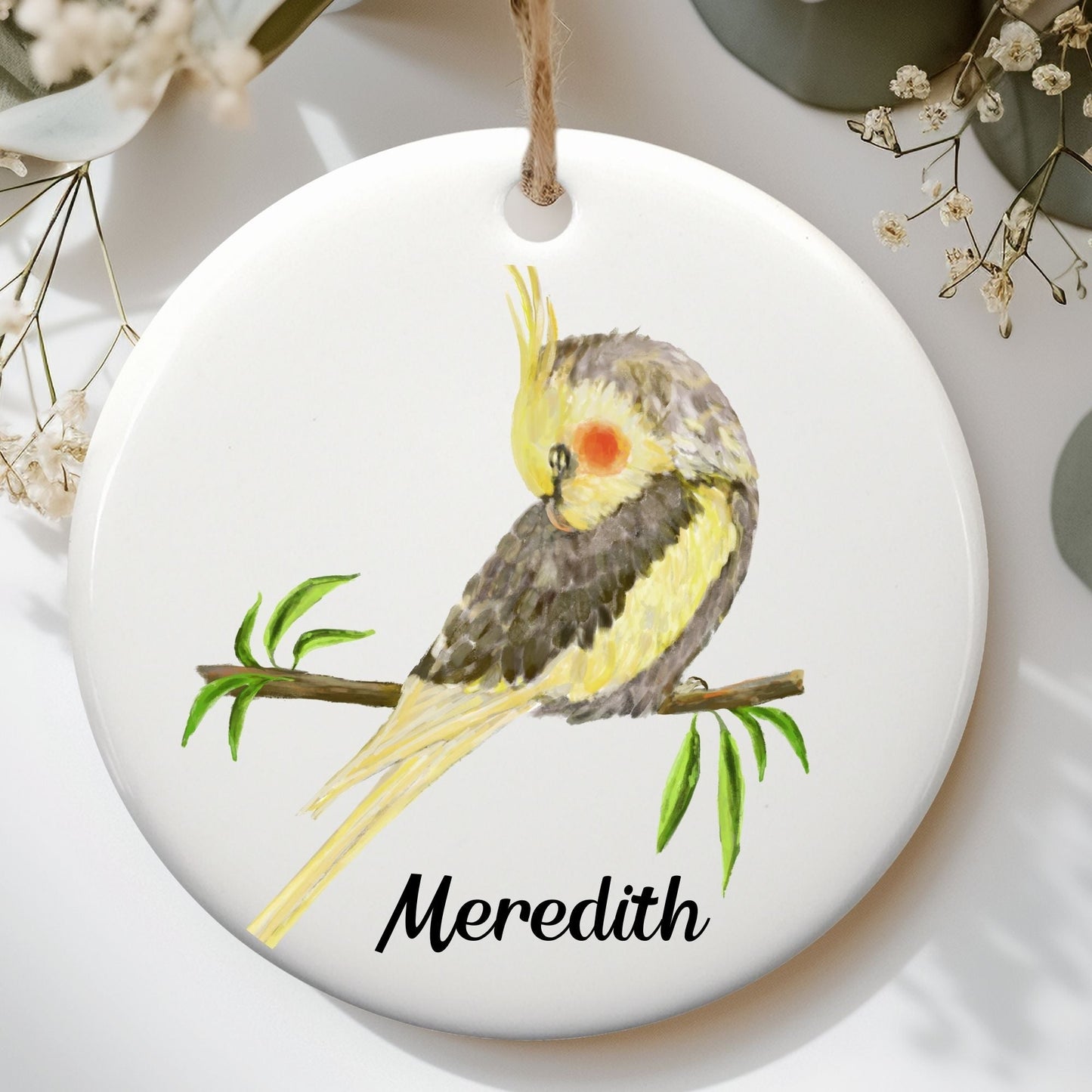 Cockatiel Ceramic Ornament - MerikaArt