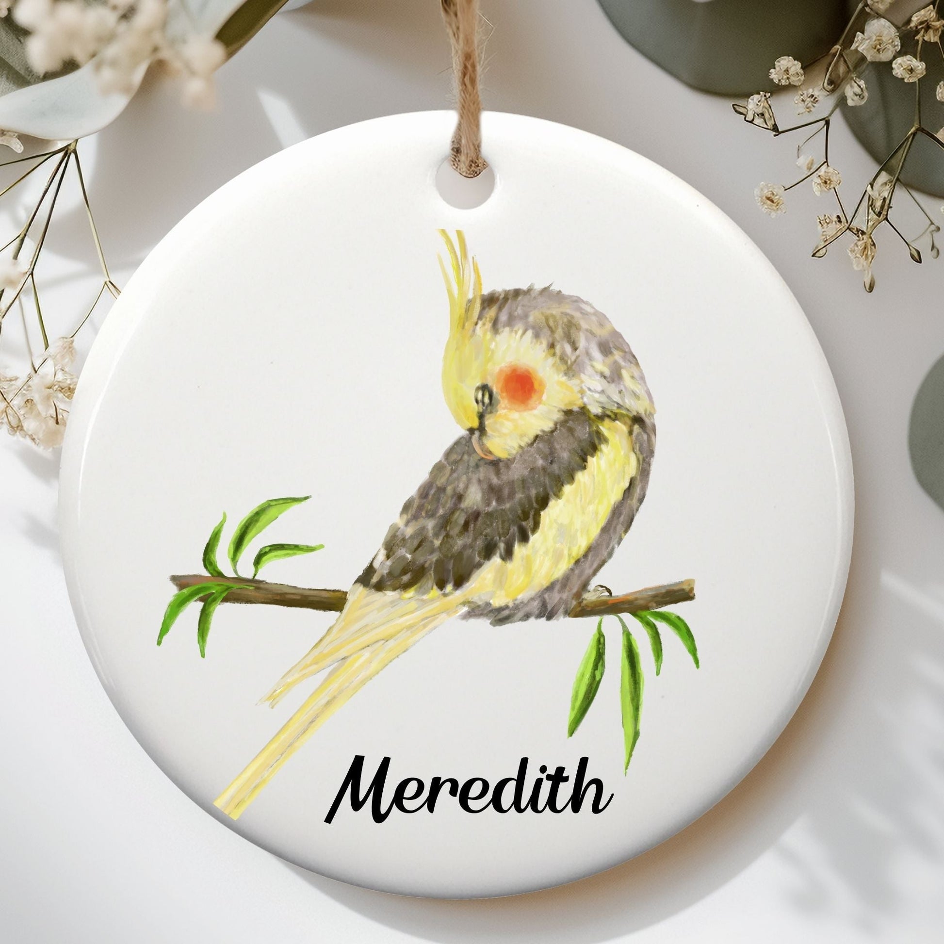 Cockatiel Ceramic Ornament - MerikaArt