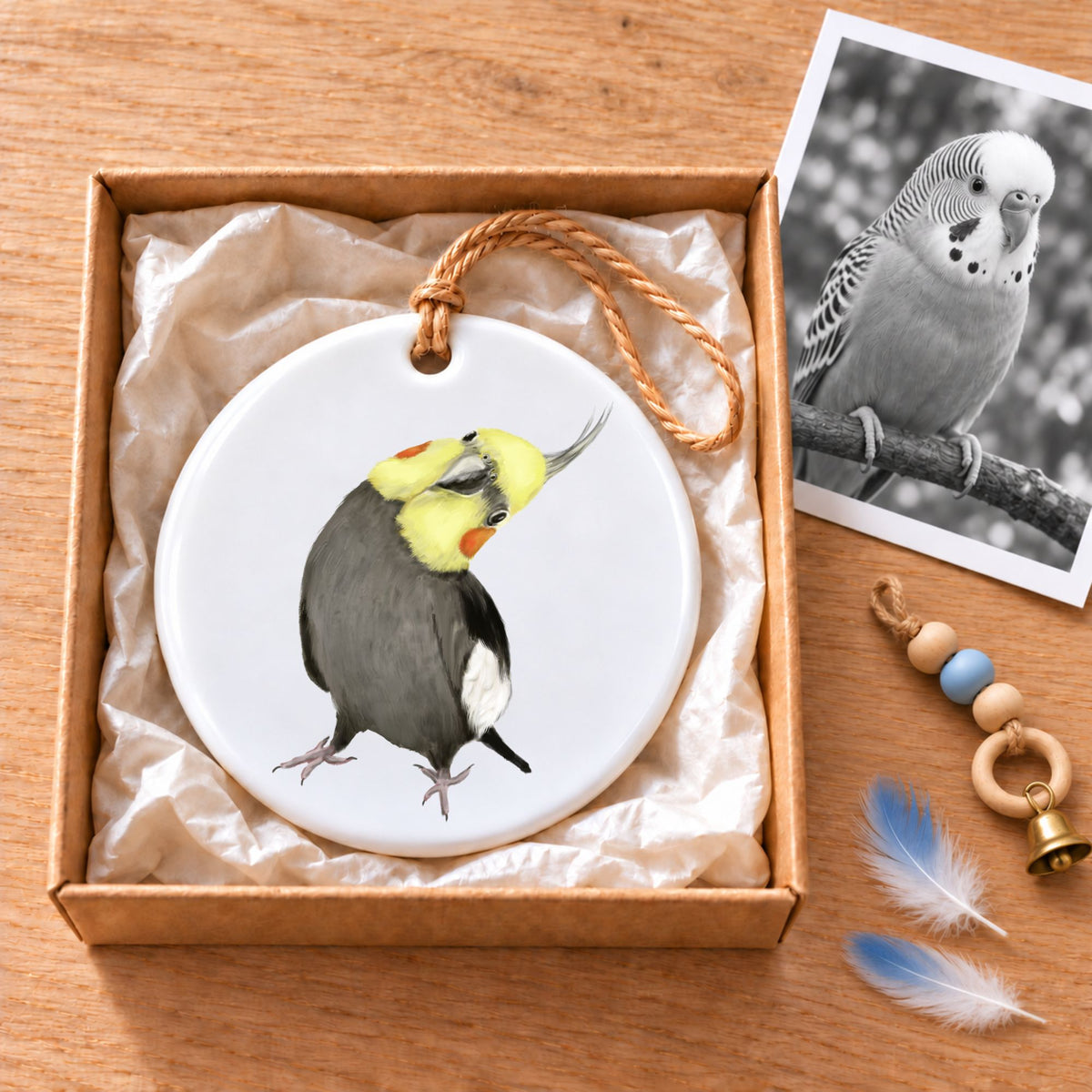 Cockatiel Ceramic Ornament - MerikaArt