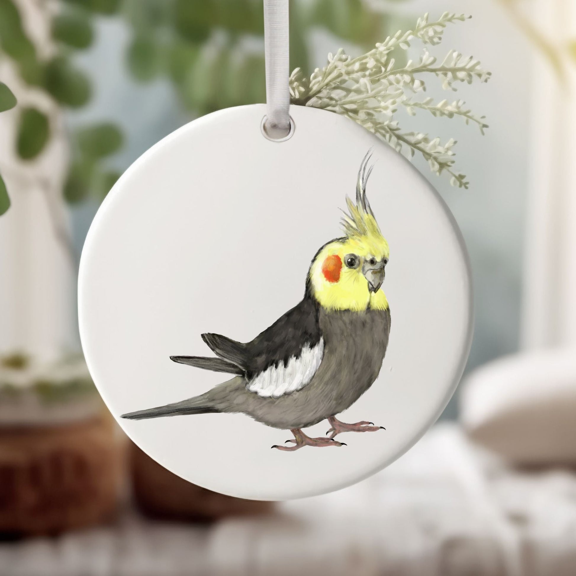 Cockatiel Ceramic Ornament - MerikaArt