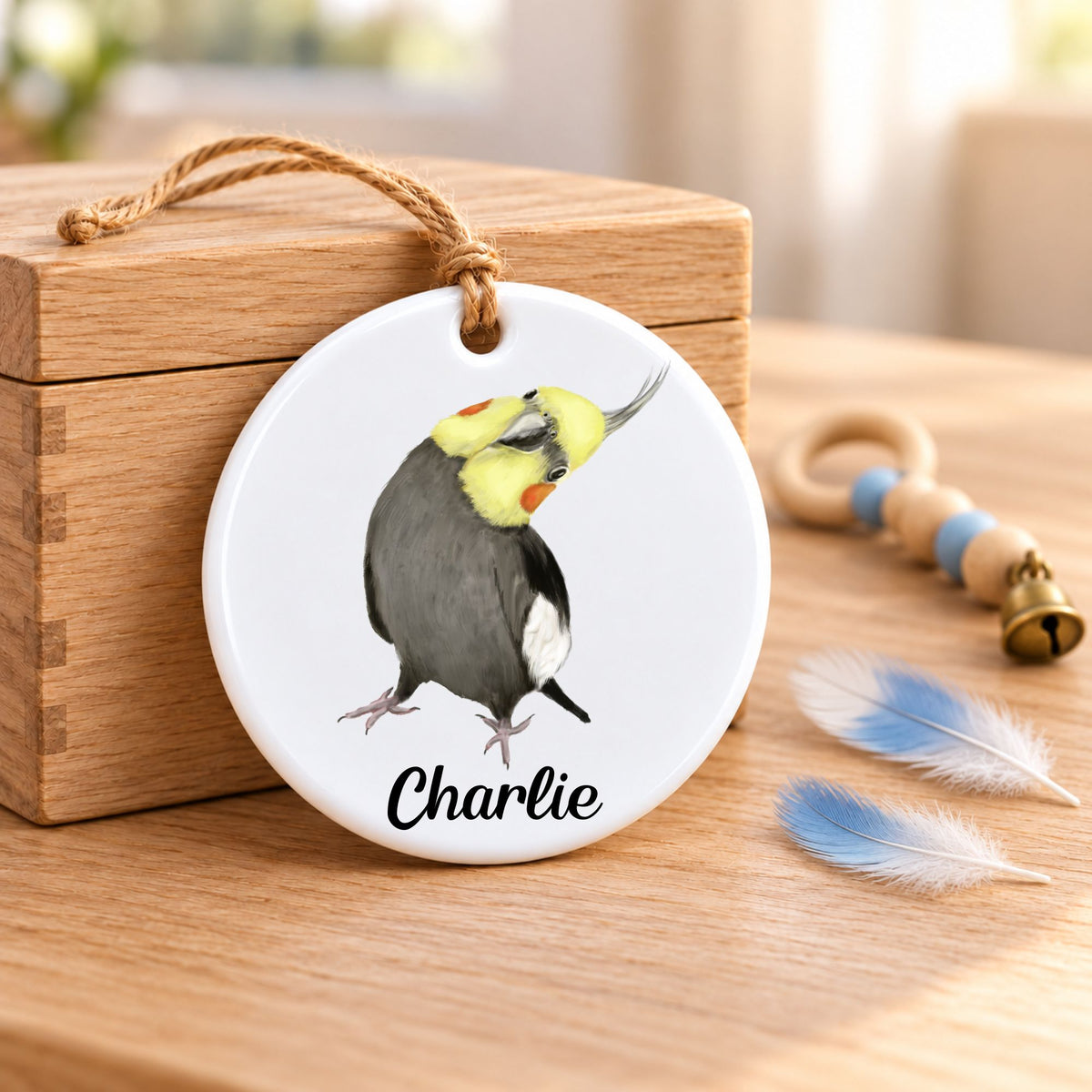 Cockatiel Ceramic Ornament - MerikaArt