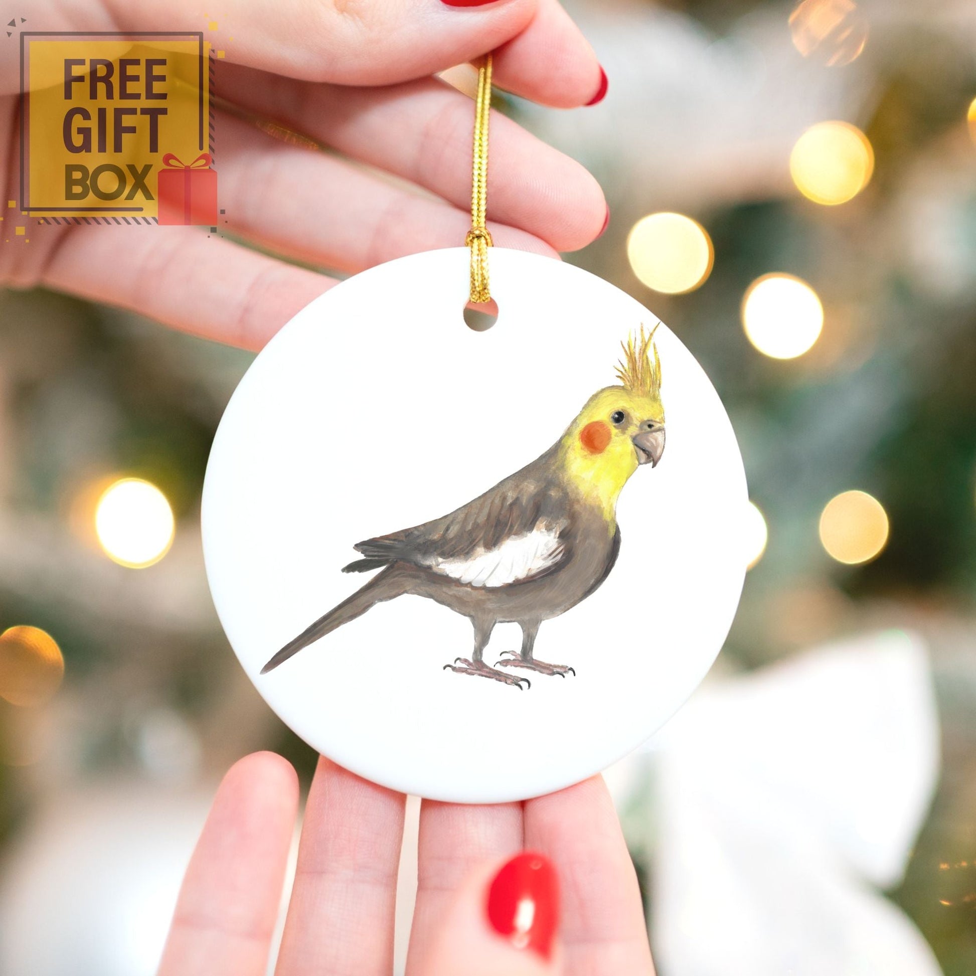 Cockatiel Ceramic Ornament - MerikaArt