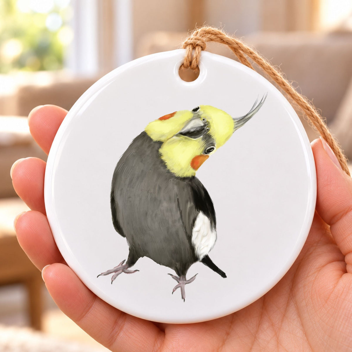 Cockatiel Ceramic Ornament - MerikaArt