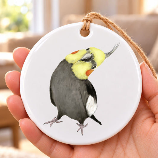 Cockatiel Ceramic Ornament - MerikaArt