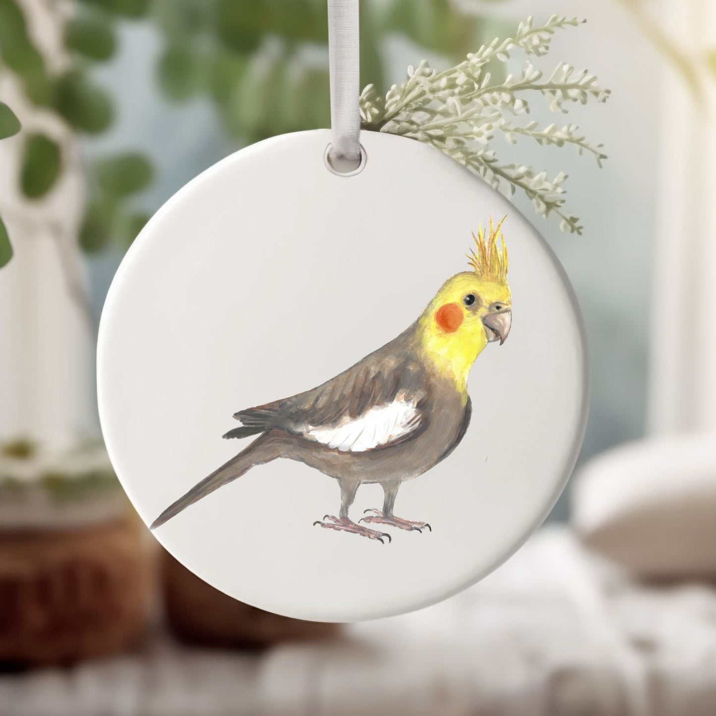 Cockatiel Ceramic Ornament - MerikaArt