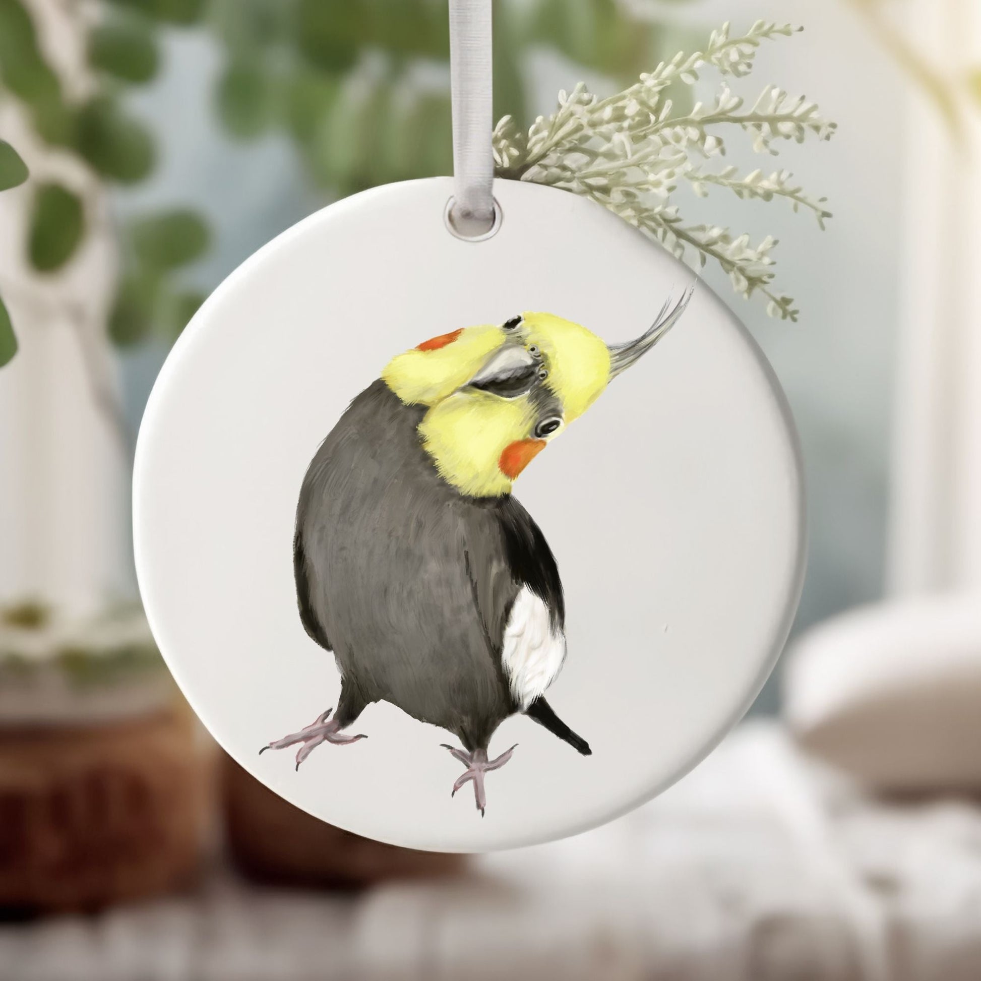 Cockatiel Ceramic Ornament - MerikaArt