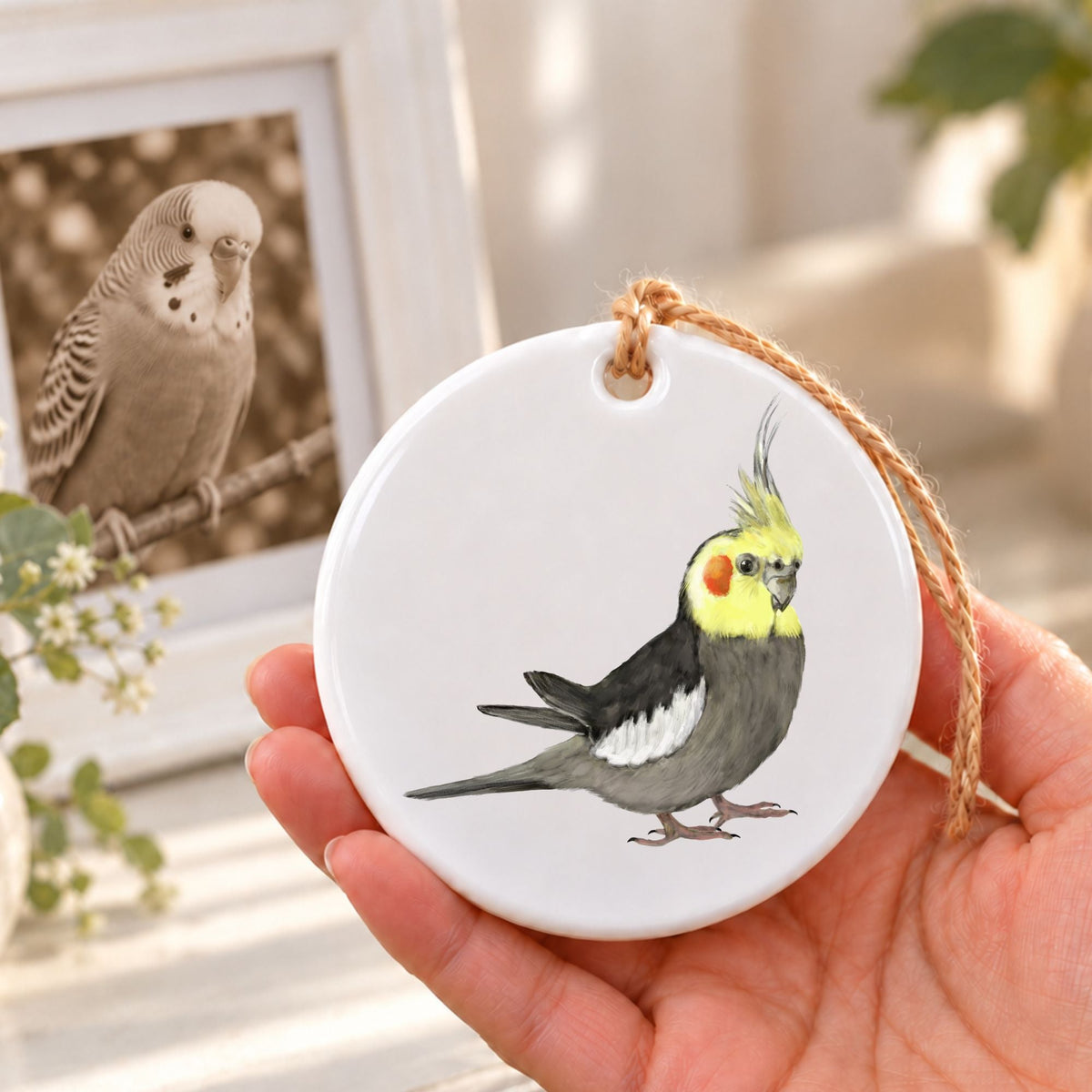 Cockatiel Ceramic Ornament - MerikaArt