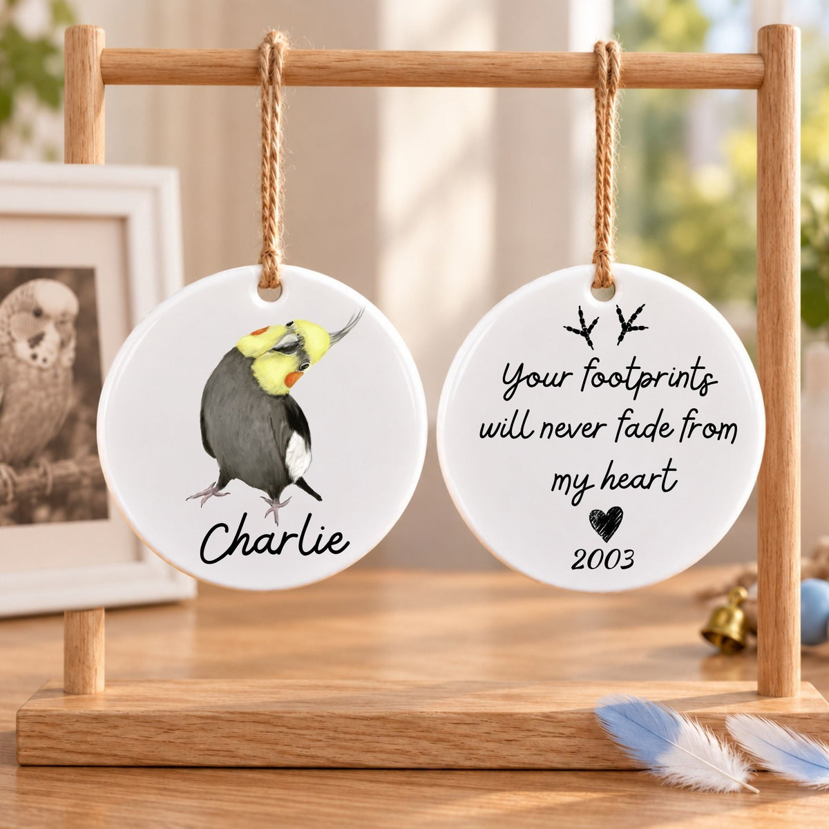 Cockatiel Ceramic Ornament - MerikaArt