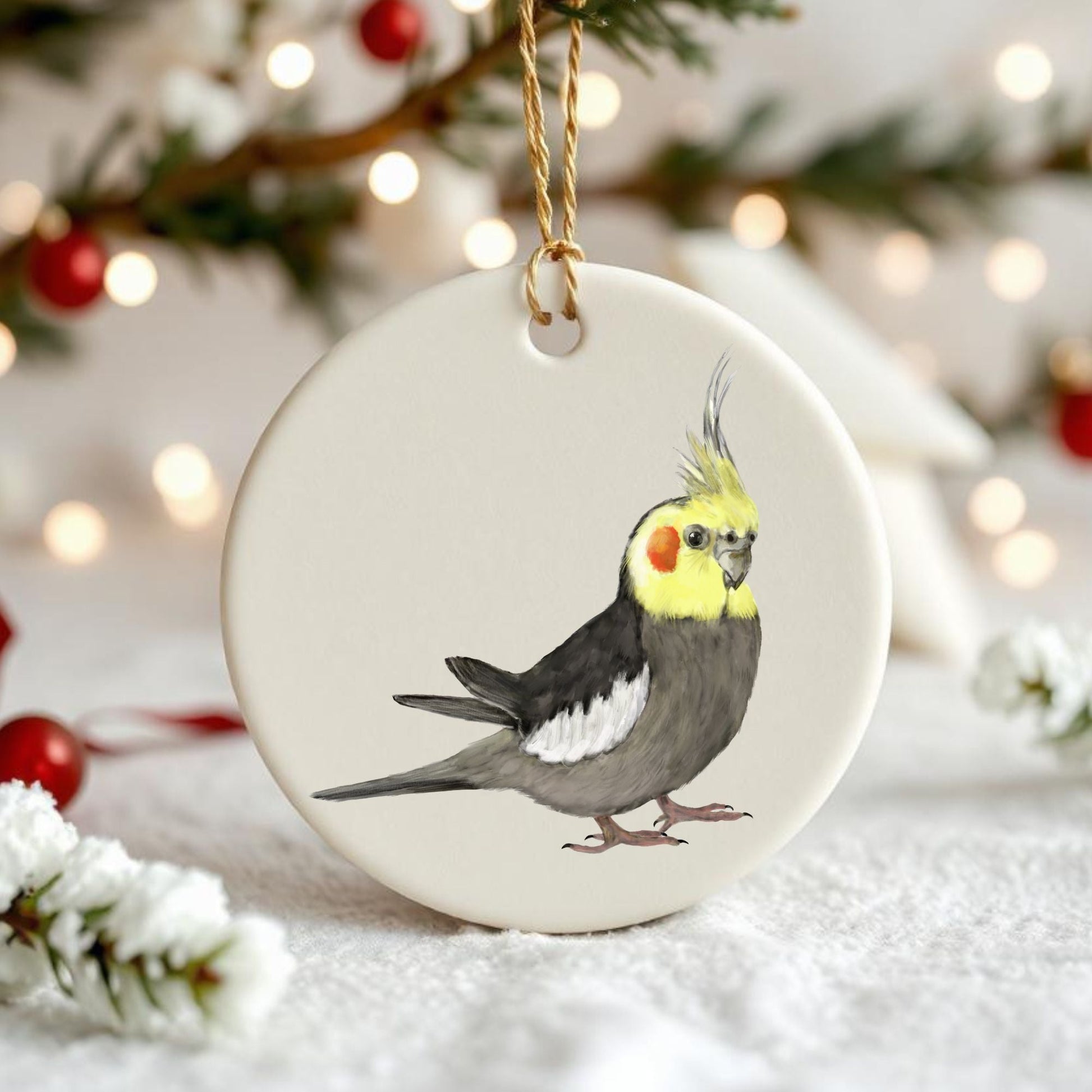 Cockatiel Ceramic Ornament - MerikaArt