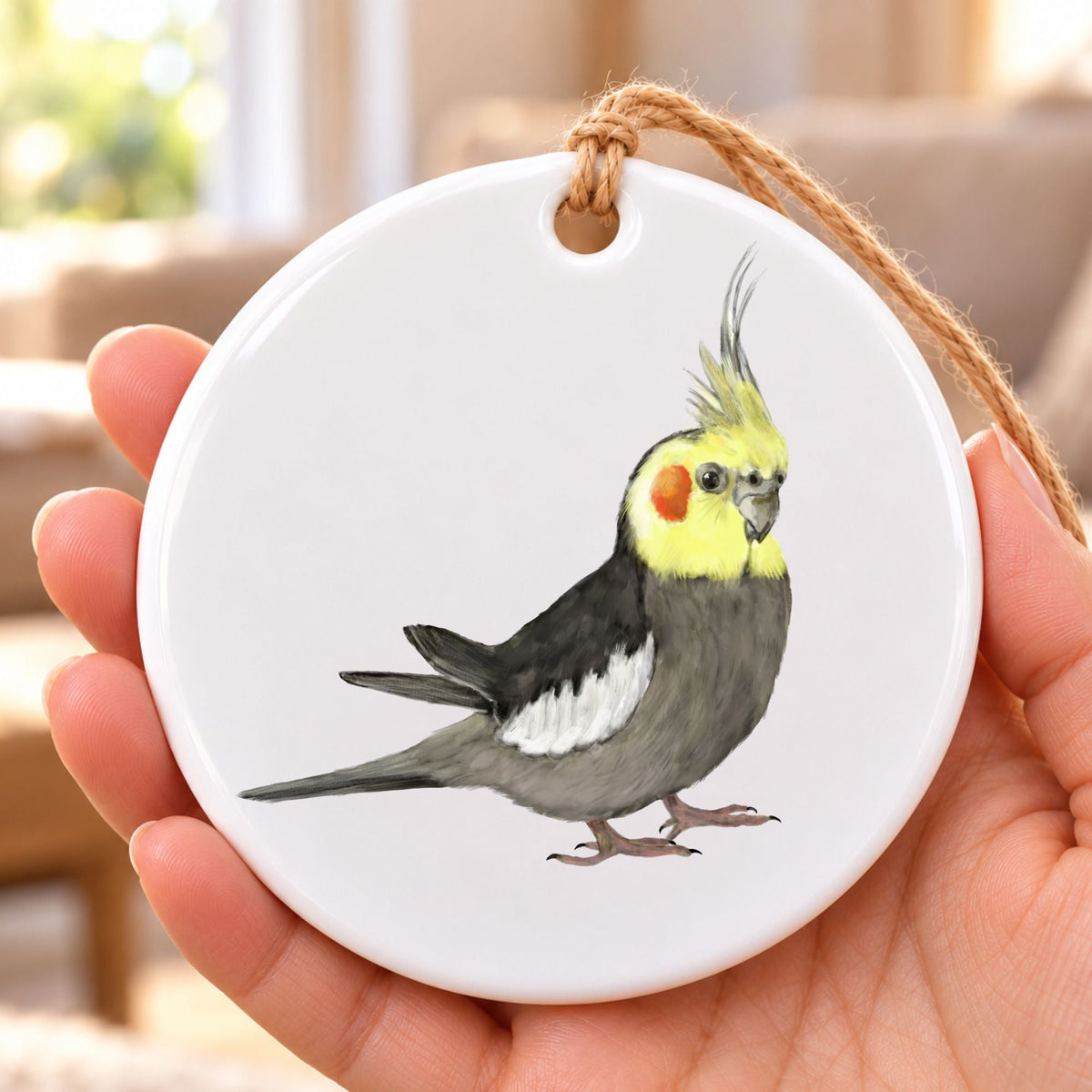 Cockatiel Ceramic Ornament - MerikaArt