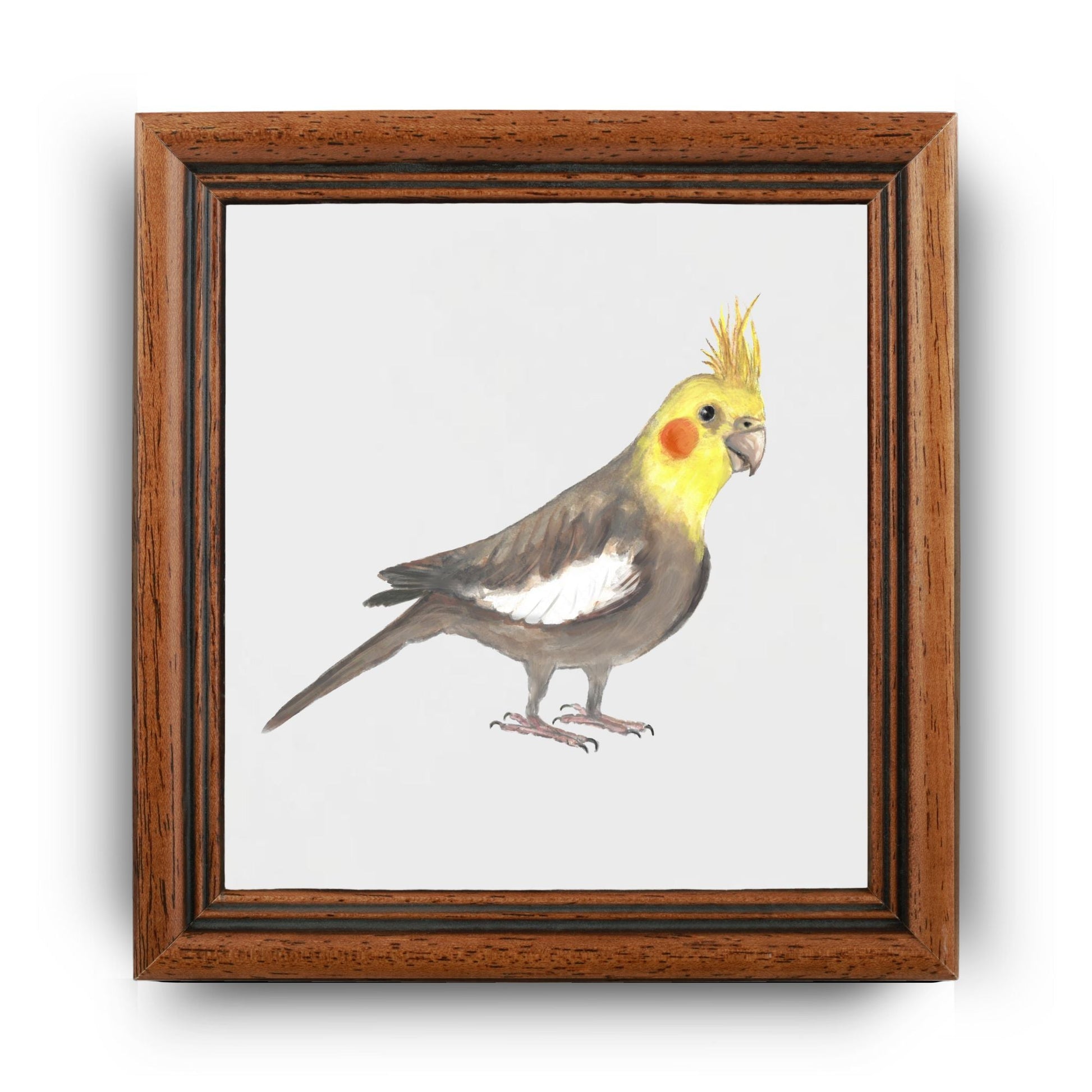 Cockatiel Ceramic Tile – Handcrafted Bird Artwork - MerikaArt