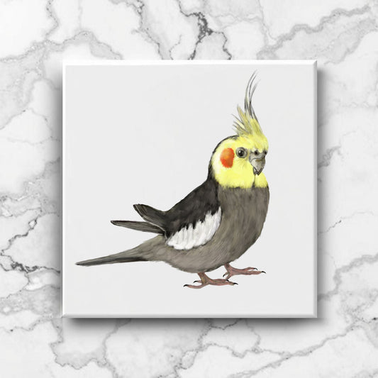 Cockatiel Ceramic Tile – Handcrafted Bird Lover Decor - MerikaArt