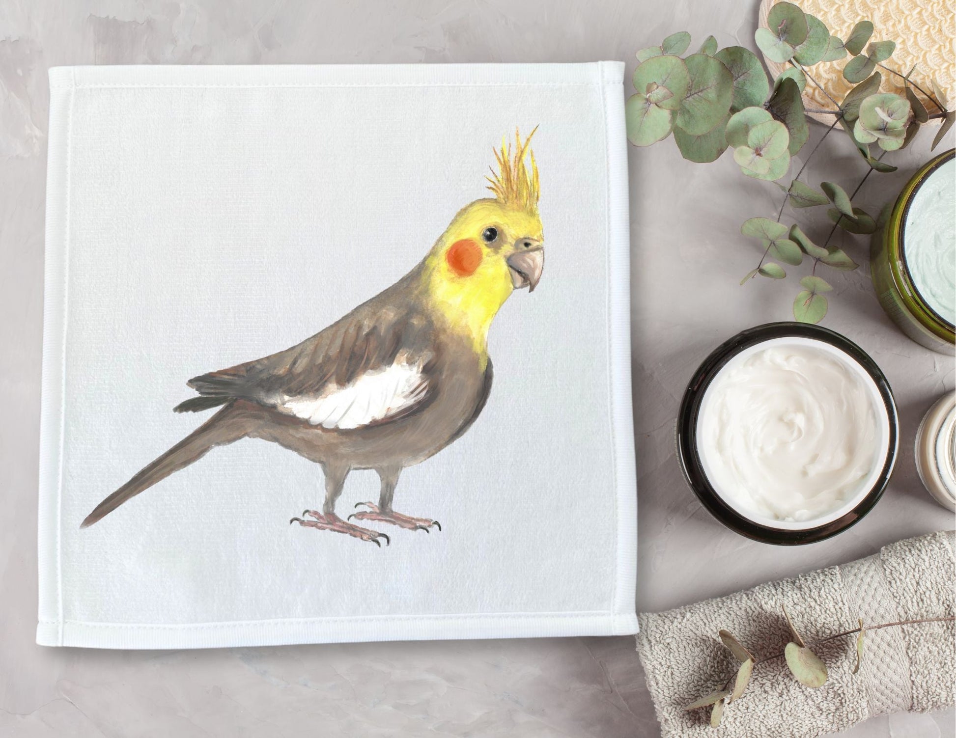 Cockatiel Charm Washcloth - MerikaArt