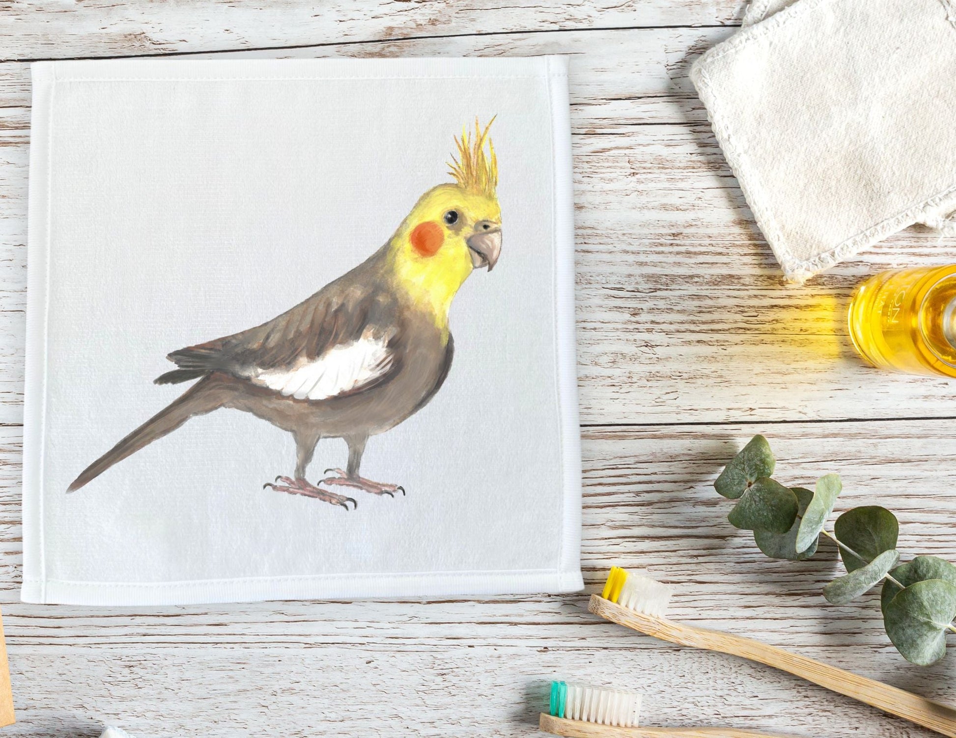 Cockatiel Charm Washcloth - MerikaArt