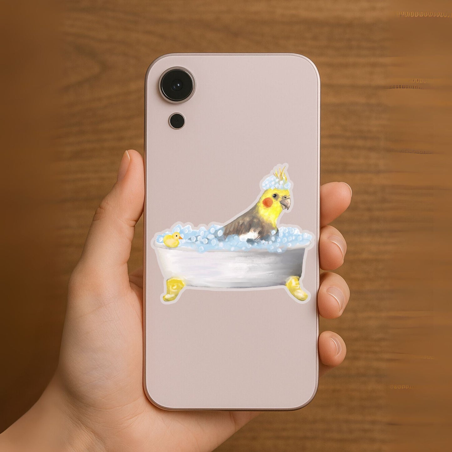 Cockatiel In Bathtub Vinly Sticker - MerikaArt