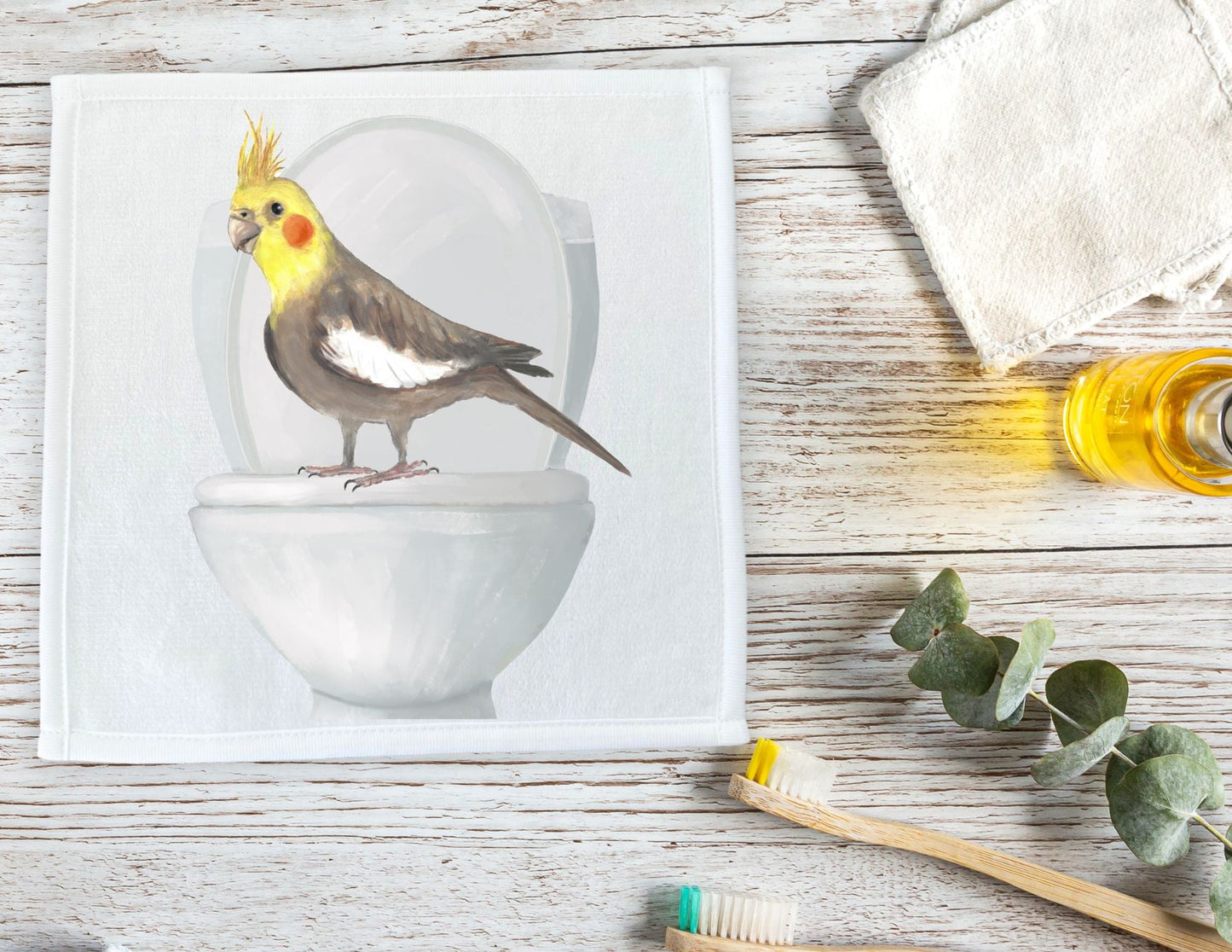 Cockatiel Toilet Washcloth – A Quirky Gift for Bird Lovers - MerikaArt