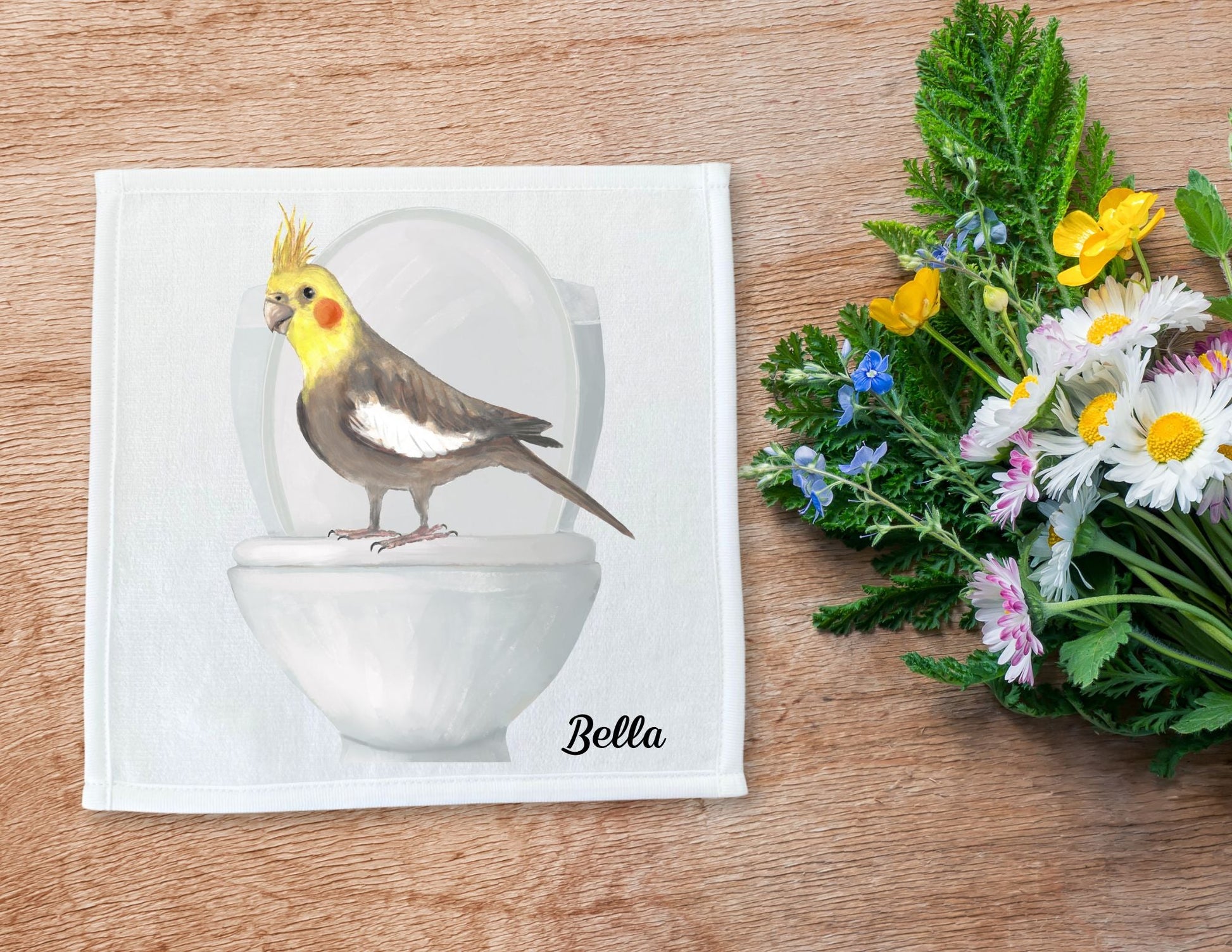 Cockatiel Toilet Washcloth – A Quirky Gift for Bird Lovers - MerikaArt