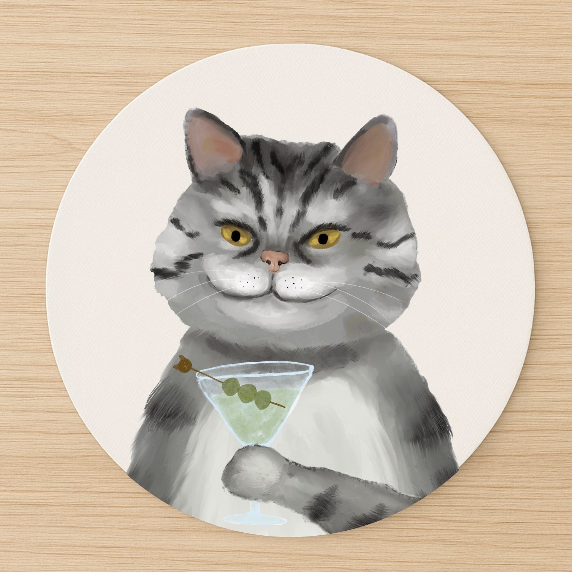 Cocktail Cat Mousepad - MerikaArt
