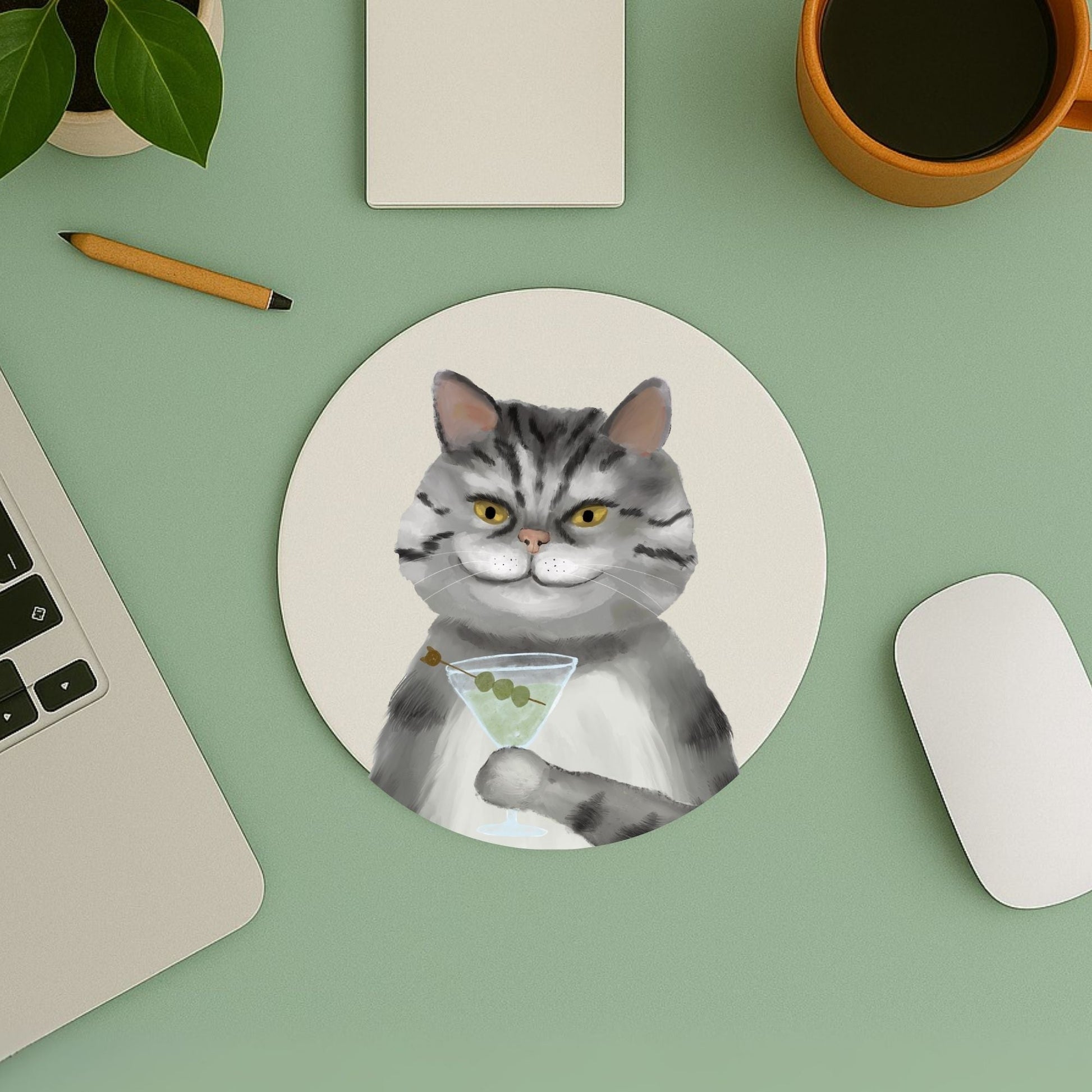 Cocktail Cat Mousepad - MerikaArt