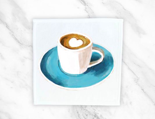 Coffee Cup Washcloth | "Morning Heart Espresso" - MerikaArt