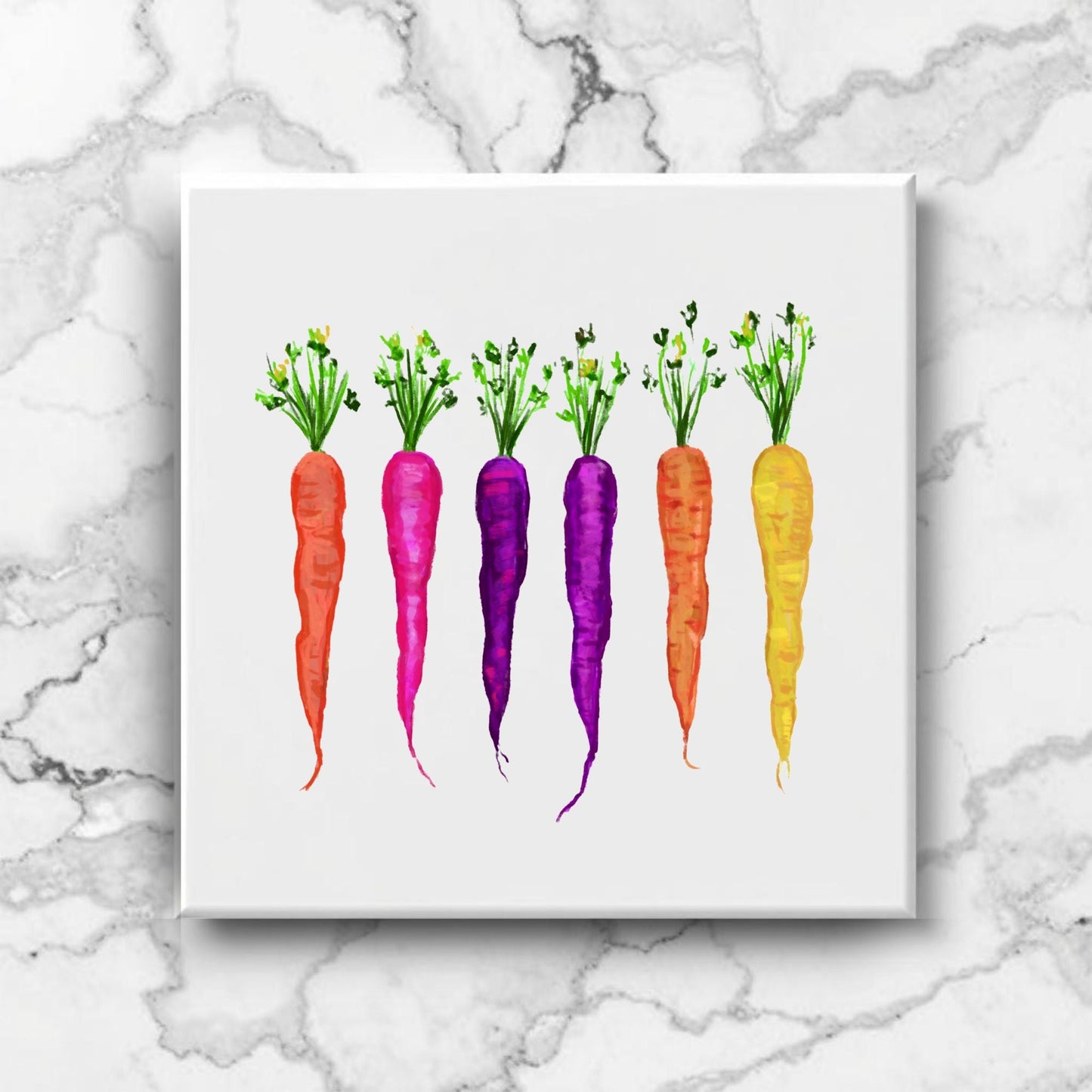 Colorful Carrot Ceramic Tile – Handcrafted Vibrant Artwork - MerikaArt