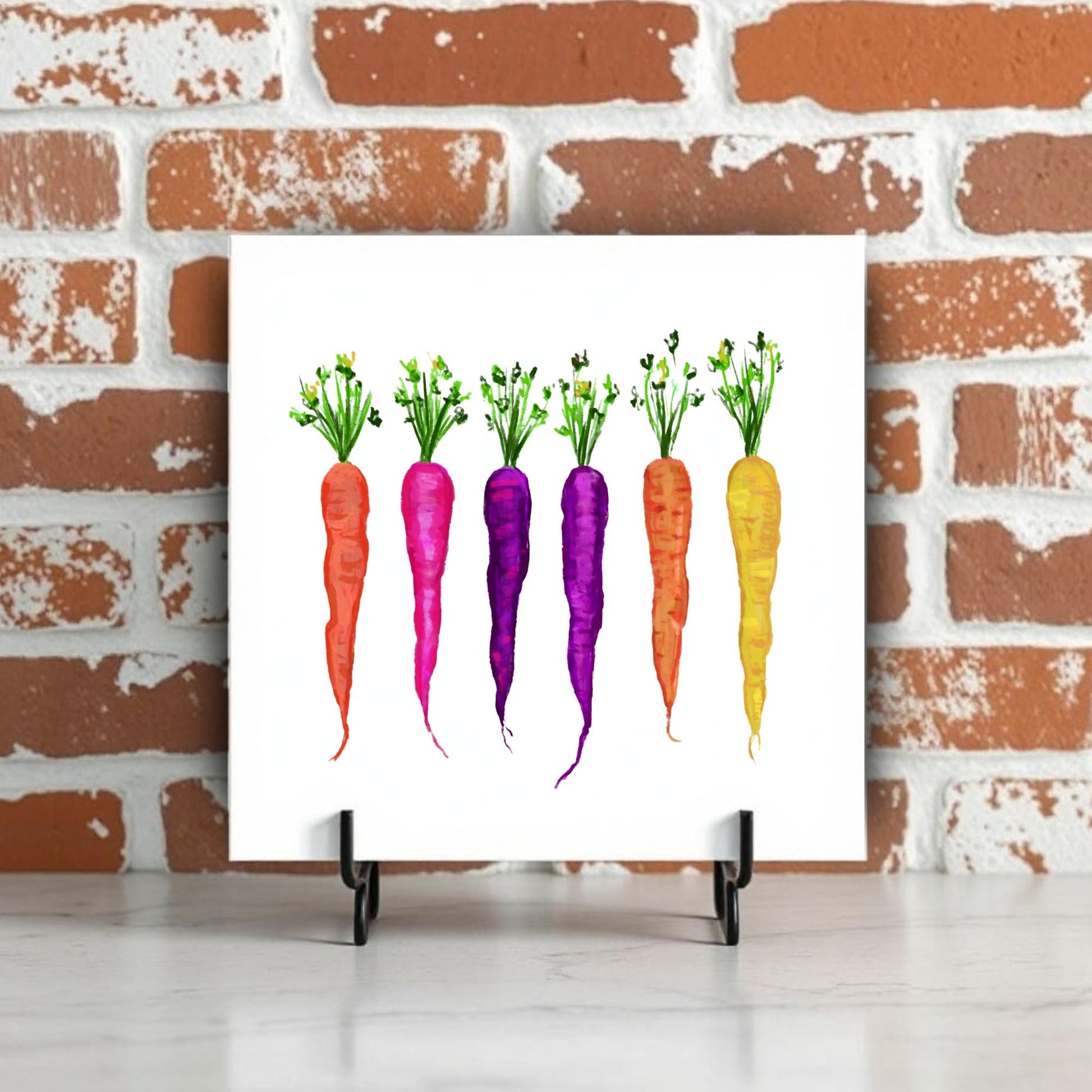 Colorful Carrot Ceramic Tile – Handcrafted Vibrant Artwork - MerikaArt