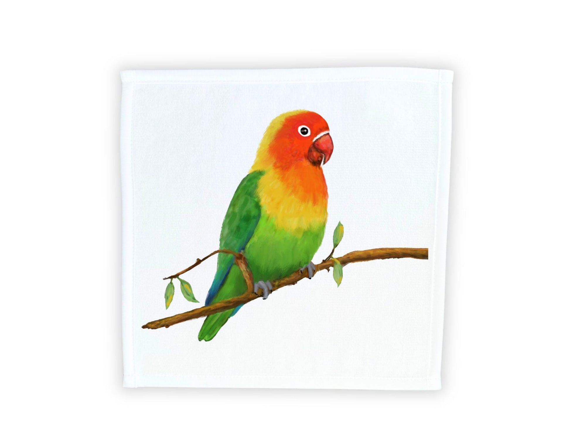 Colorful Lovebird on Branch Washcloth - MerikaArt