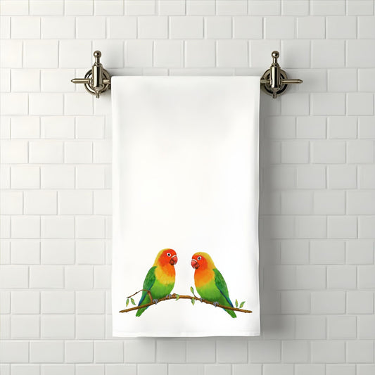 Colorful Lovebirds Bathroom Towel - MerikaArt