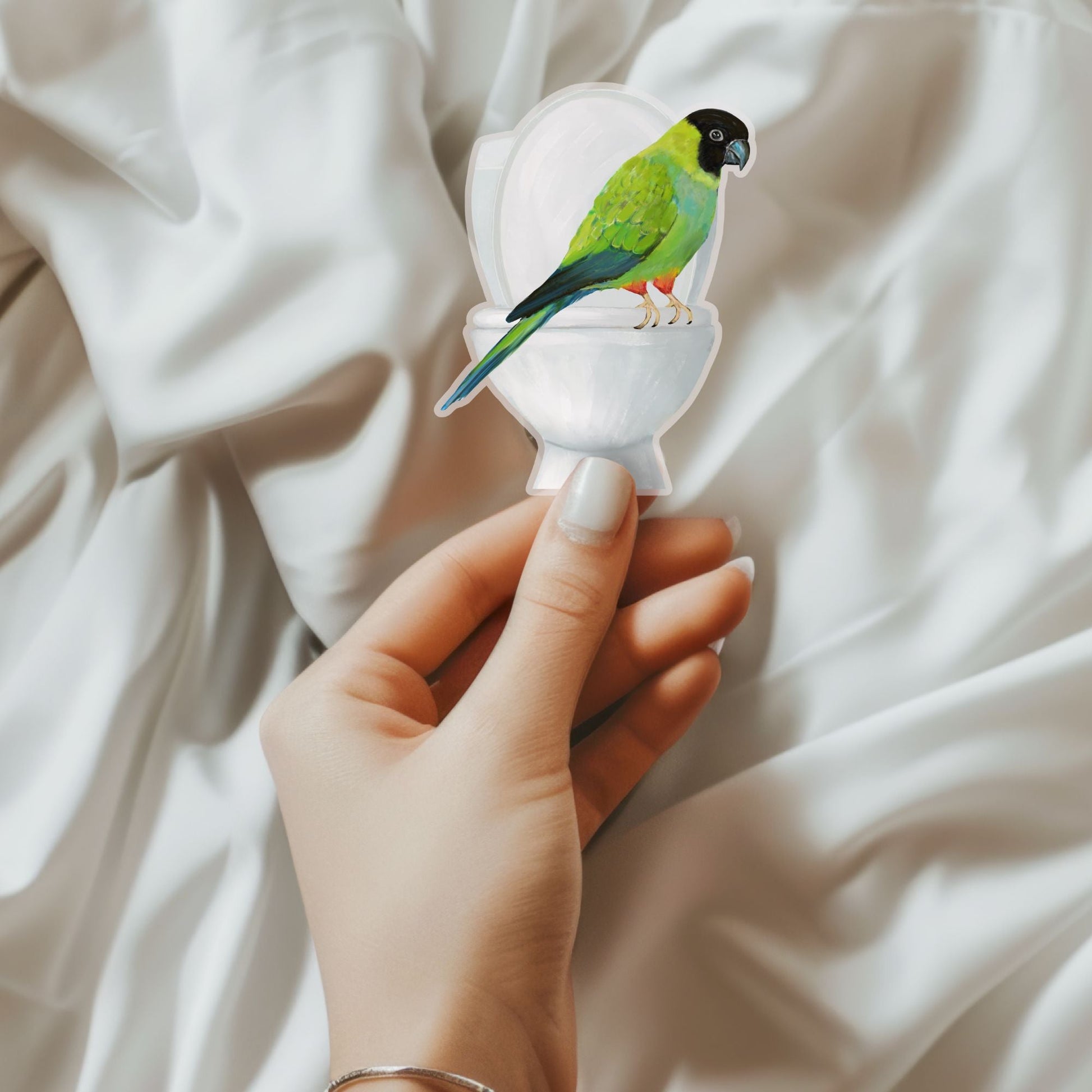 Colorful Parrot on Toilet Vinyl Sticker - MerikaArt