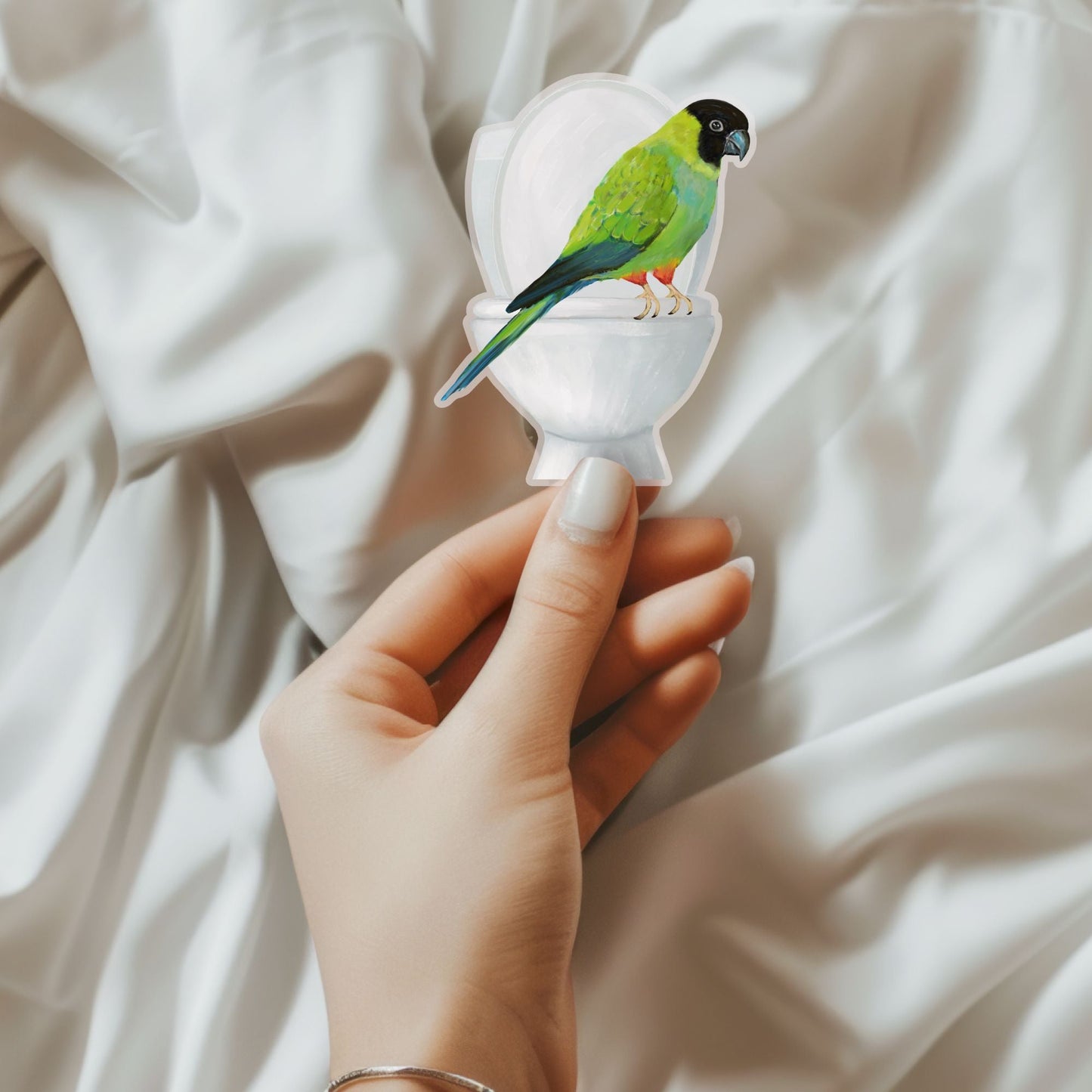 Colorful Parrot on Toilet Vinyl Sticker - MerikaArt