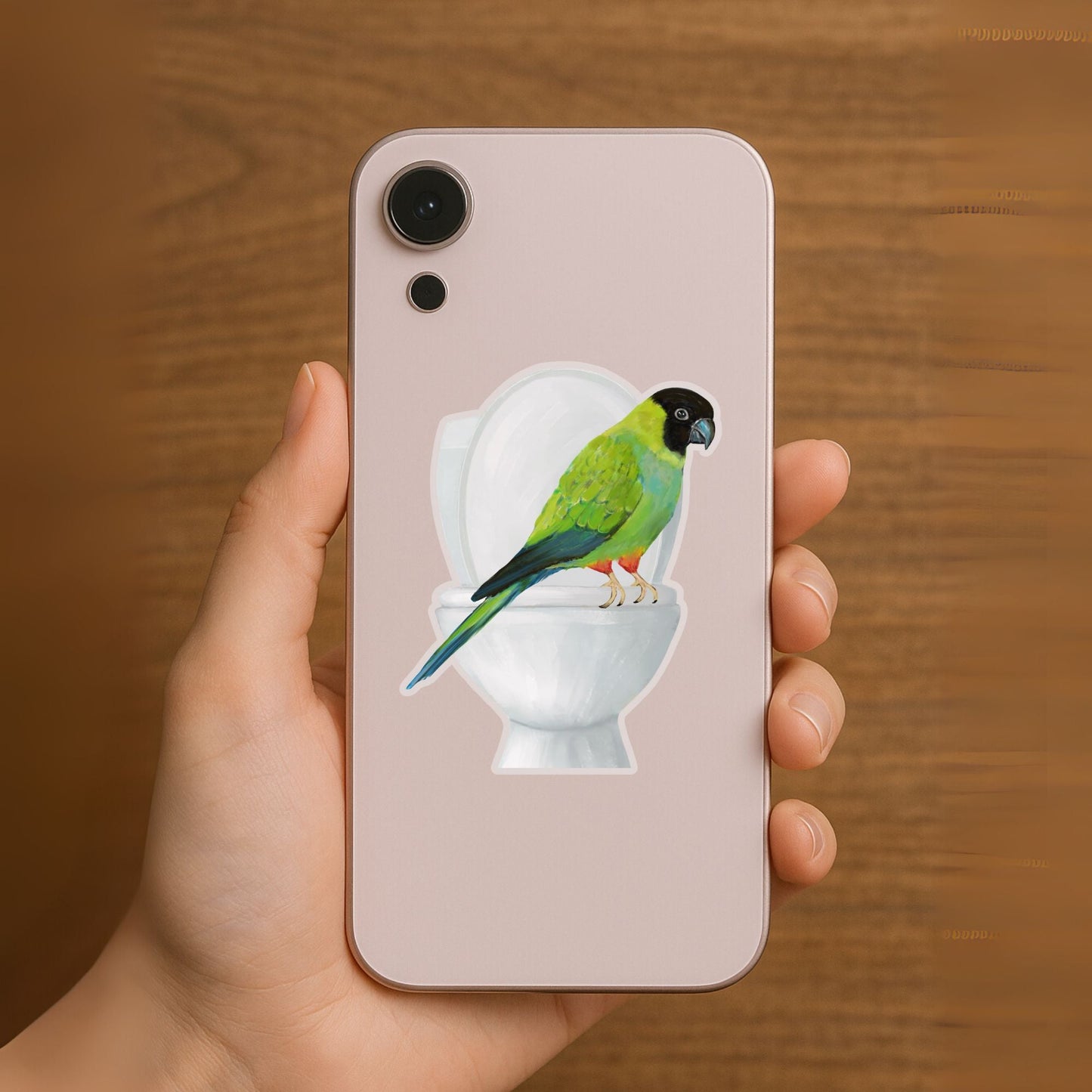 Colorful Parrot on Toilet Vinyl Sticker - MerikaArt