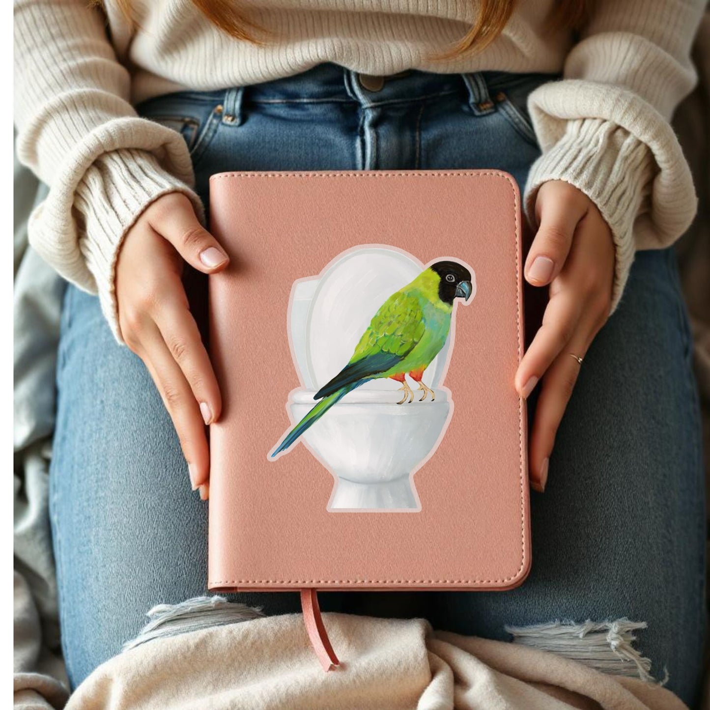 Colorful Parrot on Toilet Vinyl Sticker - MerikaArt