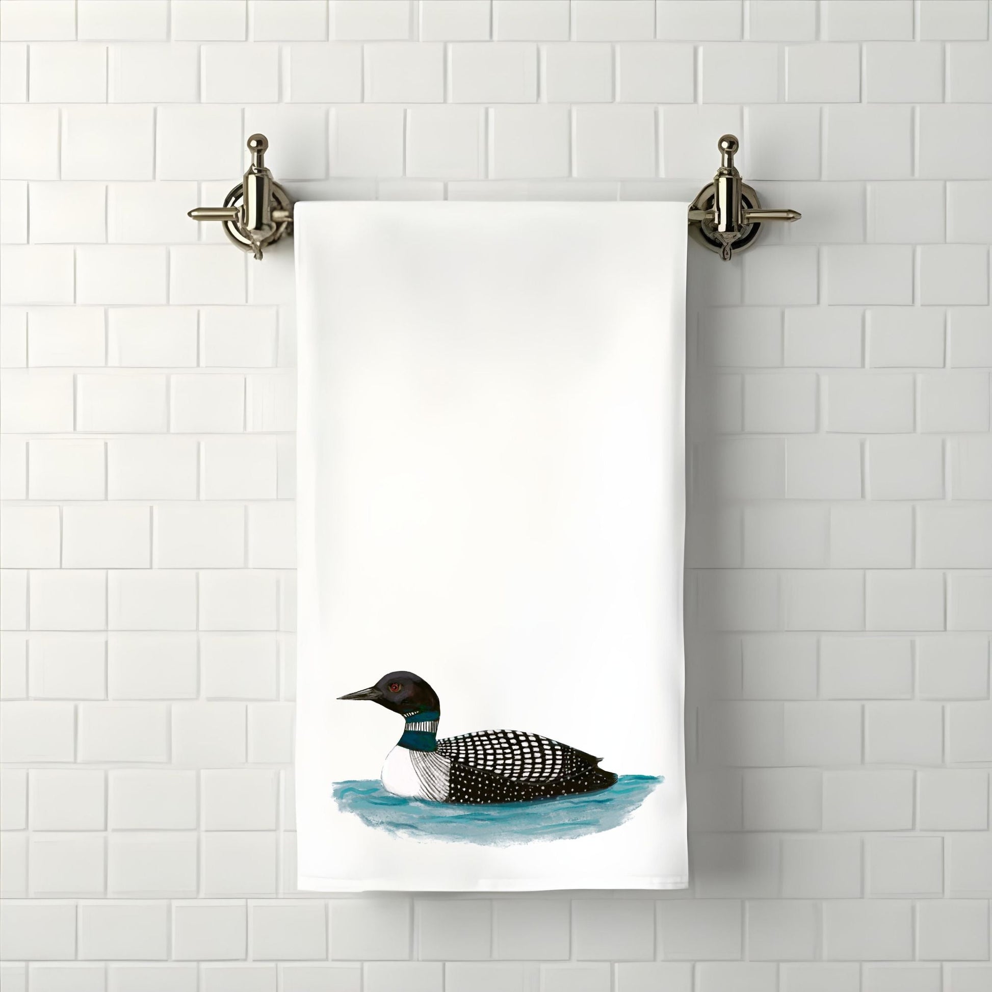 Common Loon Bathroom Towel - MerikaArt