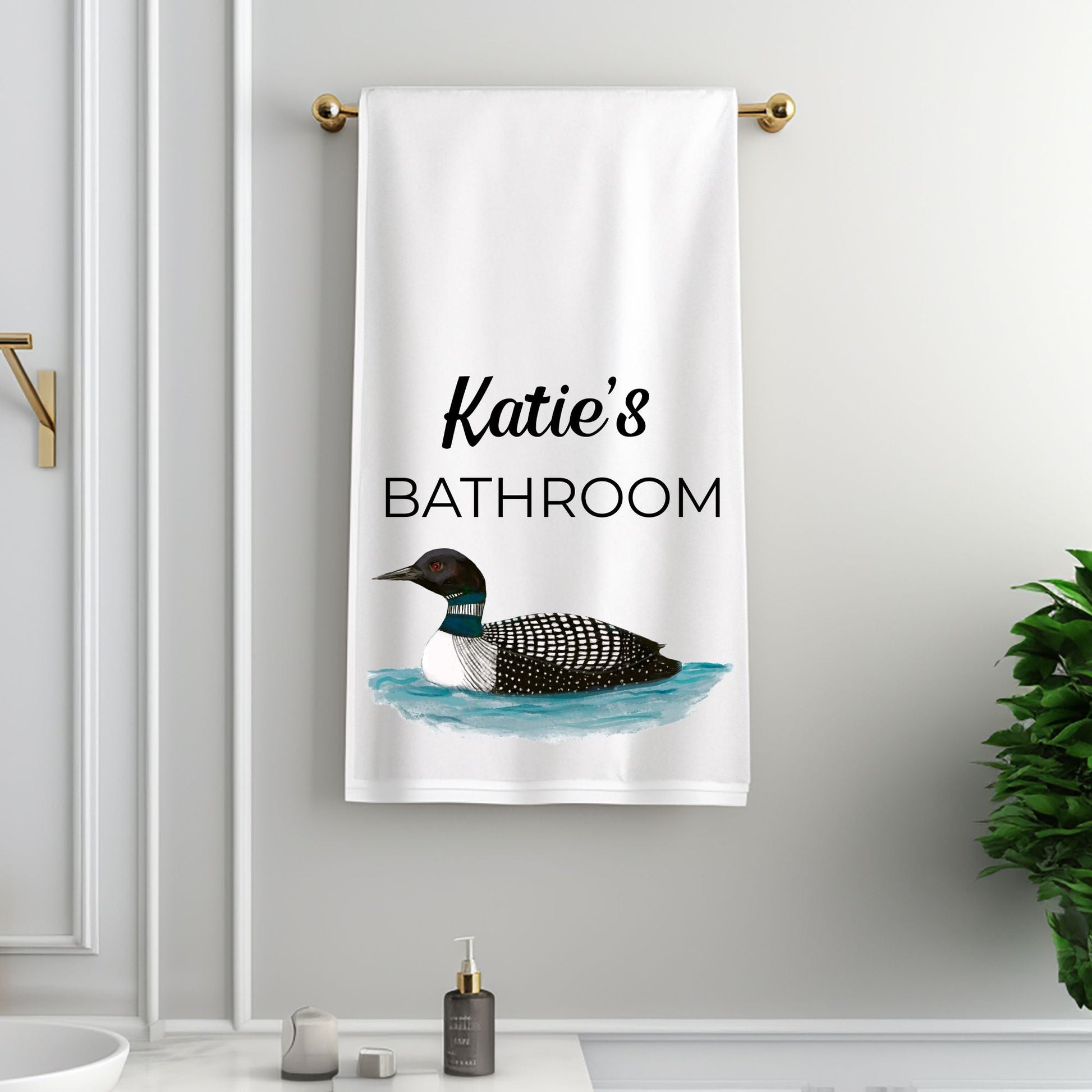 Common Loon Bathroom Towel - MerikaArt