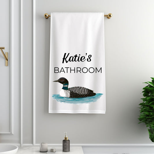 Common Loon Bathroom Towel - MerikaArt